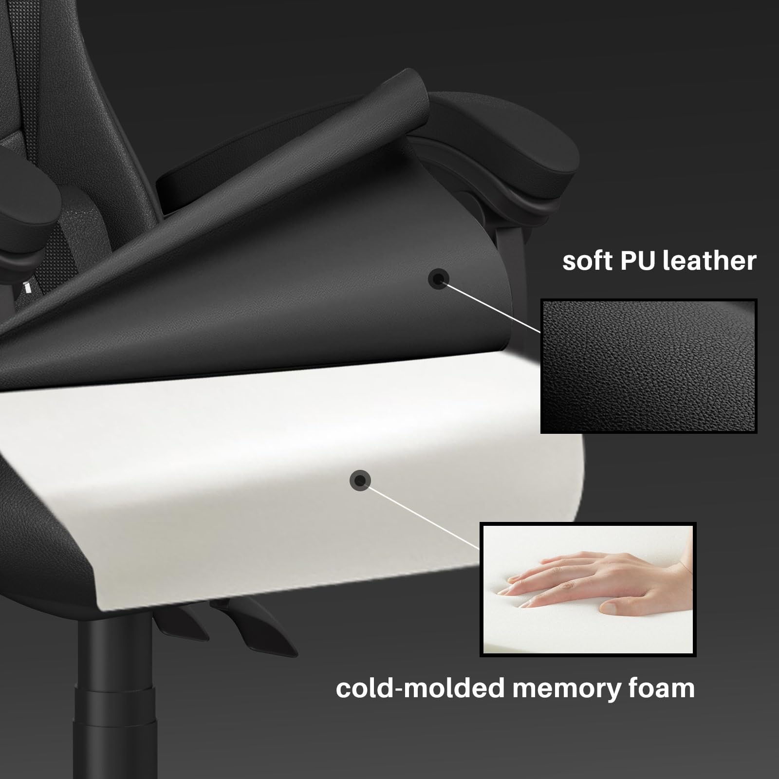 Premium Ergonomic Gaming Chair - High Back PU Leather Office Chair with Adjustable Headrest & Lumbar Support, Swivel Computer Seat for Adults - Perfect for Esports, Streaming & Home Office Setup