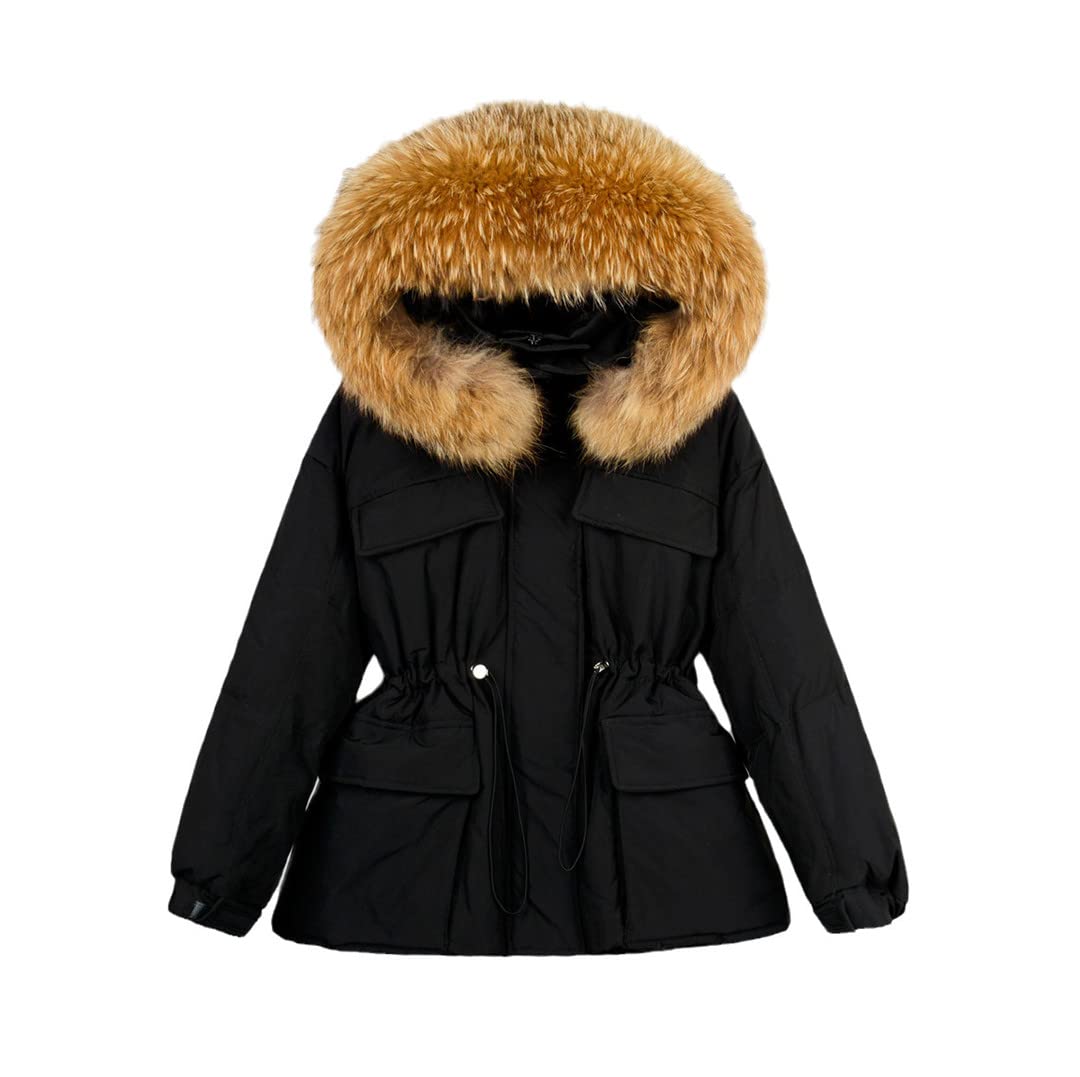 Women's 90% Duck Down Jacket - Winter Warm Fur Collar Puffer Parka Coat with Hood | Waterproof Windproof Insulated Short Down Jacket for Women | Perfect for Skiing, Snowboarding & Cold Weather Outdoor Activities