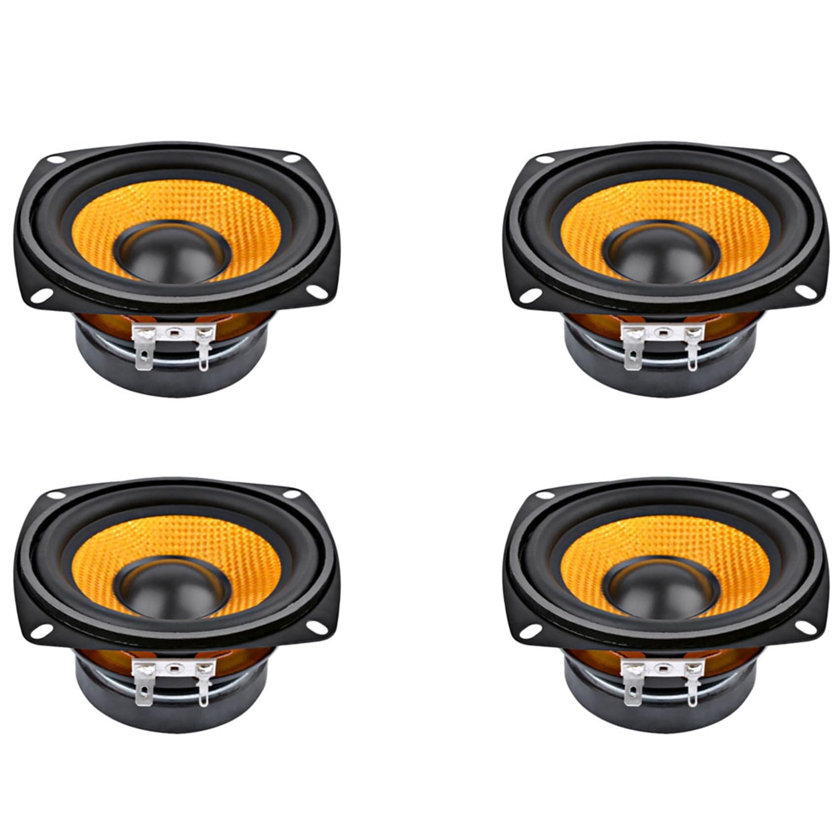4Pc 4-Inch 15W 4 Ohm Portable Bass Speaker - DIY Professional Multimedia Subwoofer for Home Theater, Car Audio & Sound System - High-Quality Audio for Parties, Gaming & Outdoor Events