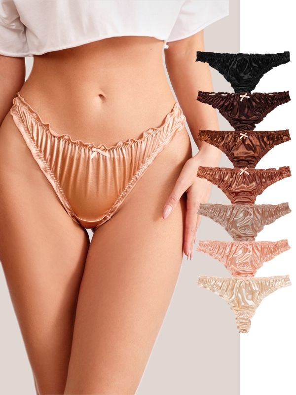 ZASUWA Women's Velvet Bow T-Back Panties - Soft & Sexy Underwear for Special Occasions & Date Nights