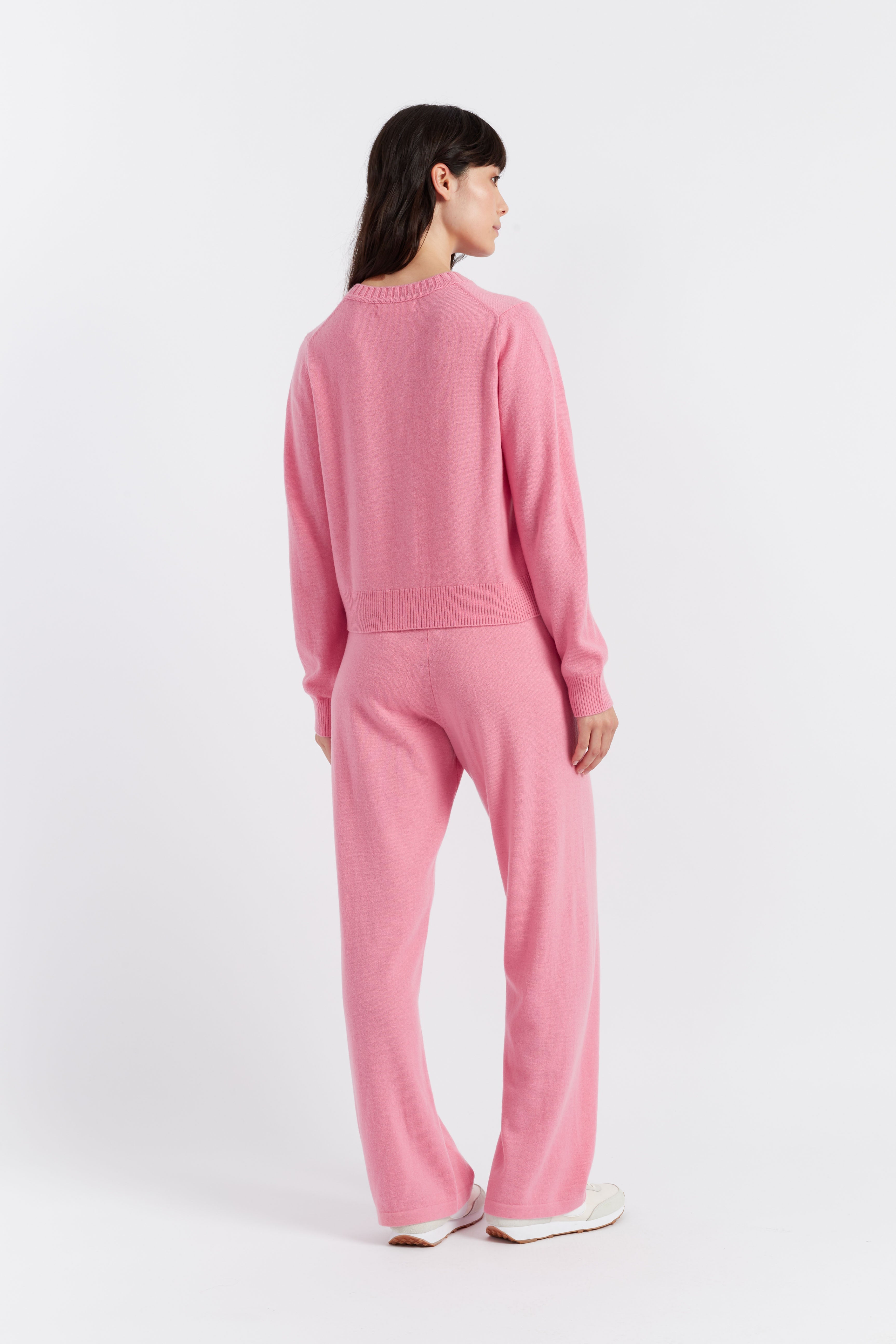 Soft Pink Wool Cashmere Blend Crew Neck Cardigan for Women - Cozy Winter Sweater for Office, Date Night & Casual Outfits