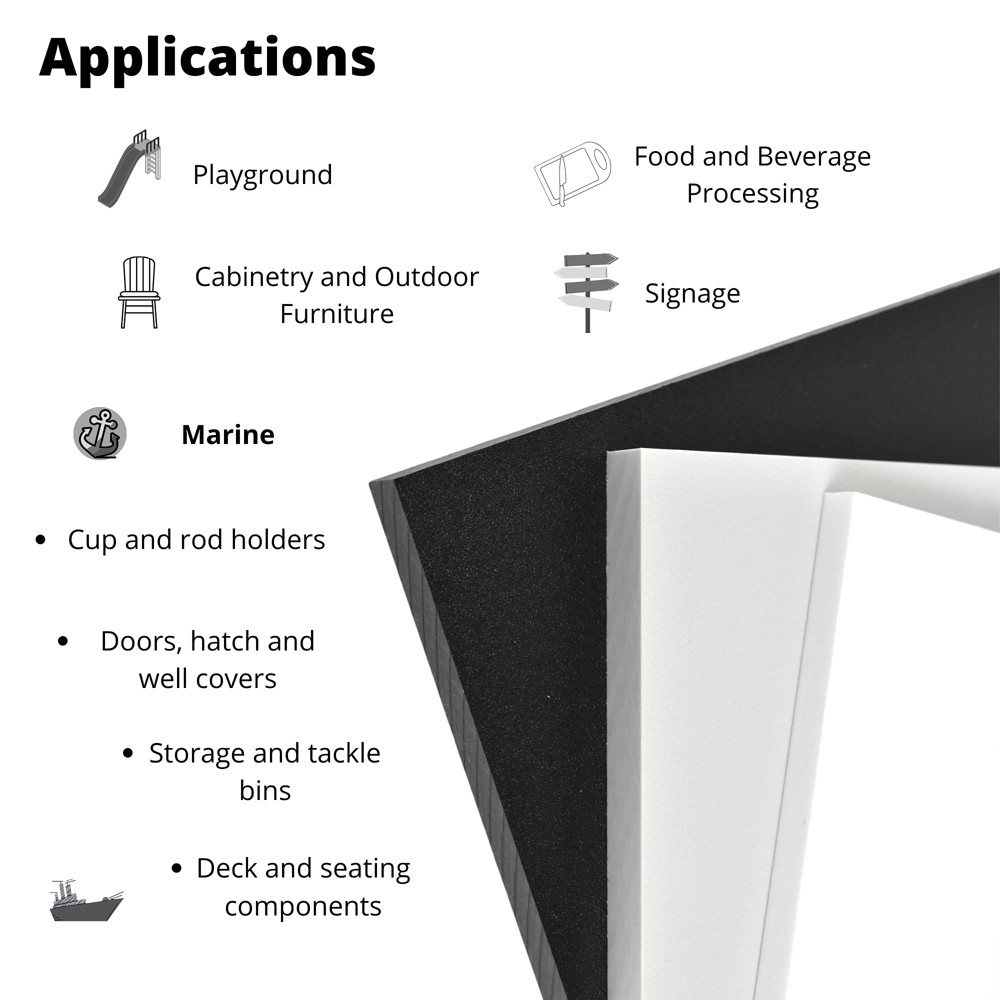 Premium White HDPE Marine Board - 3/4