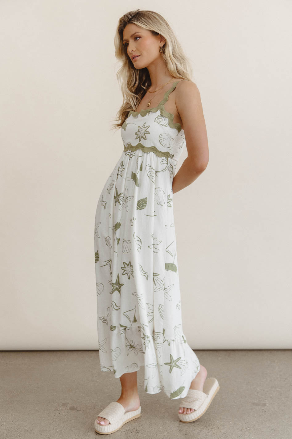 Lucy Sea Print Maxi Dress - Floral Beach Cover Up Dress for Women, Summer Boho Long Dress with Pockets, Perfect for Vacations, Beach Parties & Outdoor Events