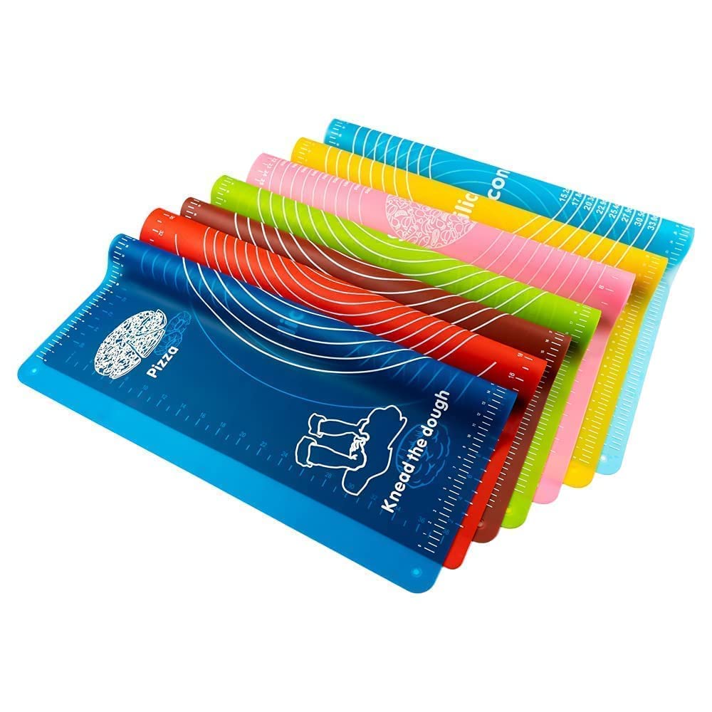 Hriman Large Silicone Fondant Rolling Mat with Measurements - Non-Stick Stretchable Baking Sheet for Roti, Chapati, Cake, Dough Kneading - Perfect for Home Baking & Cooking