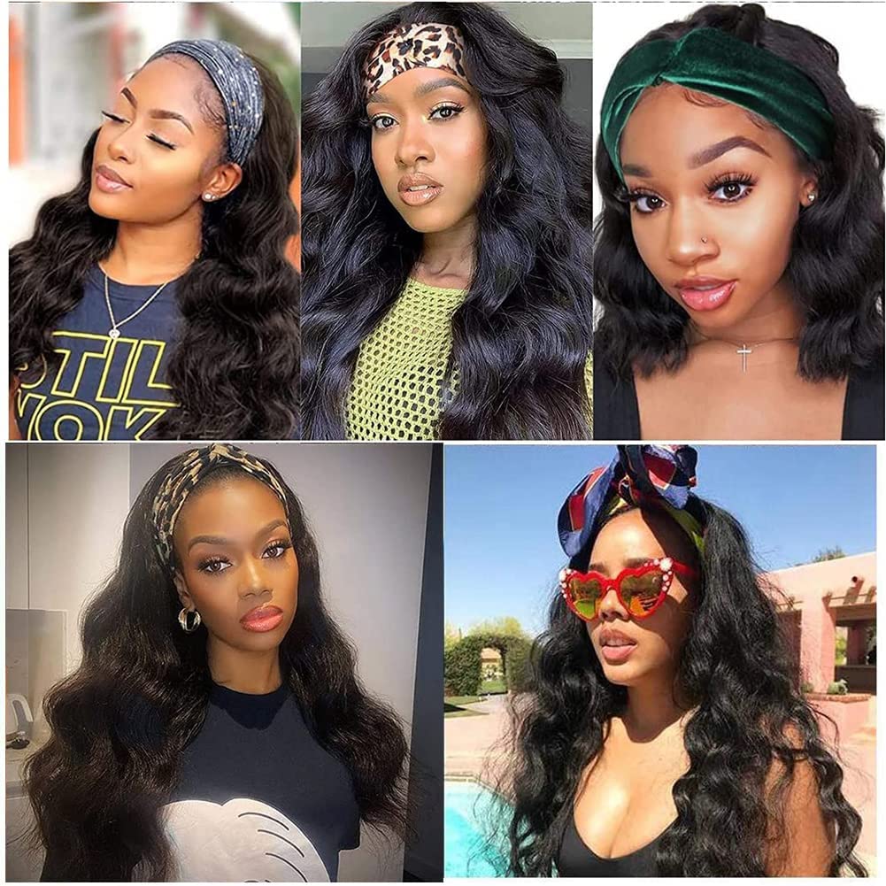 Glueless Headband Wigs for Black Women - 100% Brazilian Virgin Human Hair, Body Wave, 150% Density Machine Made Headband Wig | Perfect for Daily Wear, Parties & Protective Styling