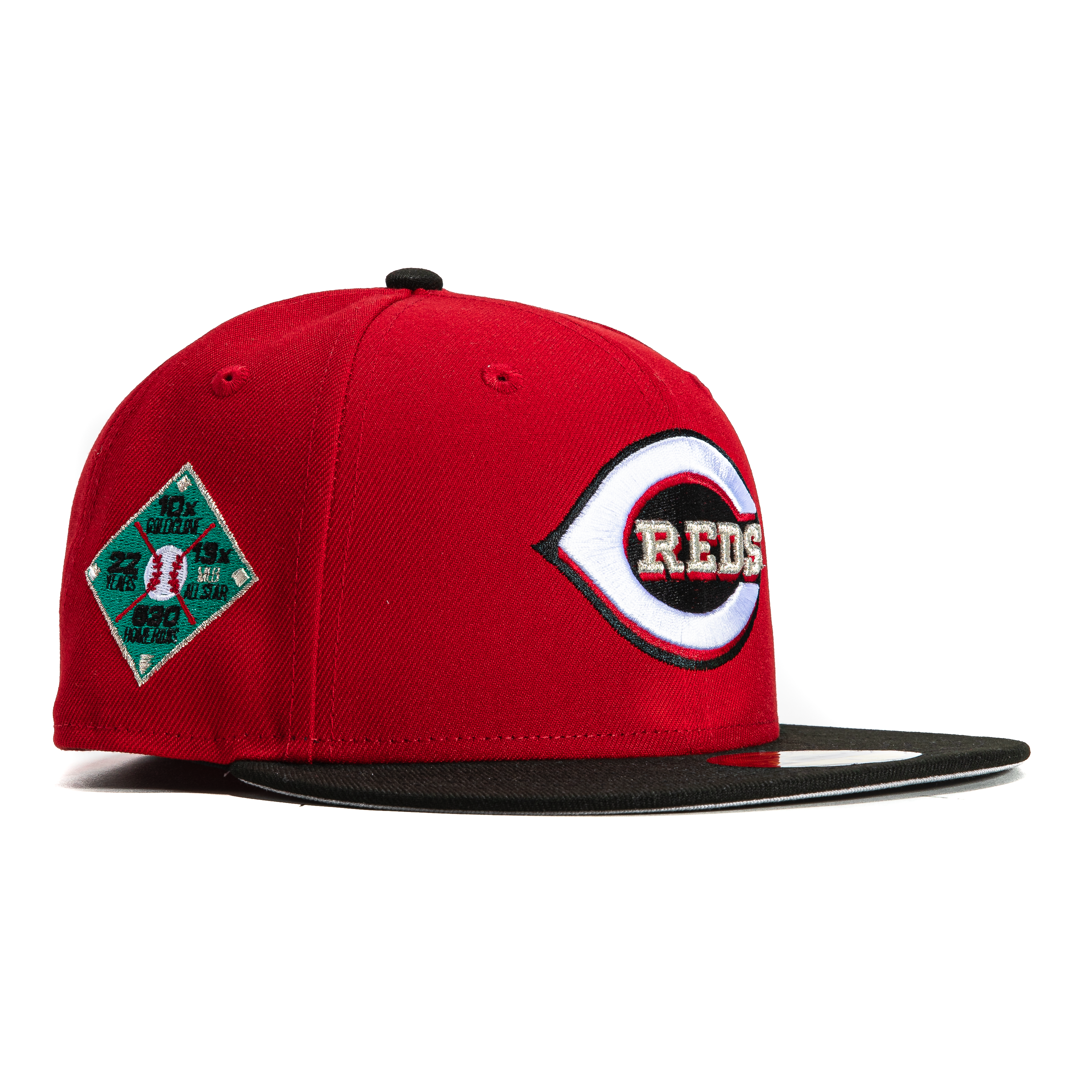 New Era 59Fifty MLB Cincinnati Reds Ken Griffey Jr. Embroidered Logo Patch Snapback Baseball Cap - Red, Black & Teal - Perfect for Baseball Games, Sports Fans & Streetwear Fashion
