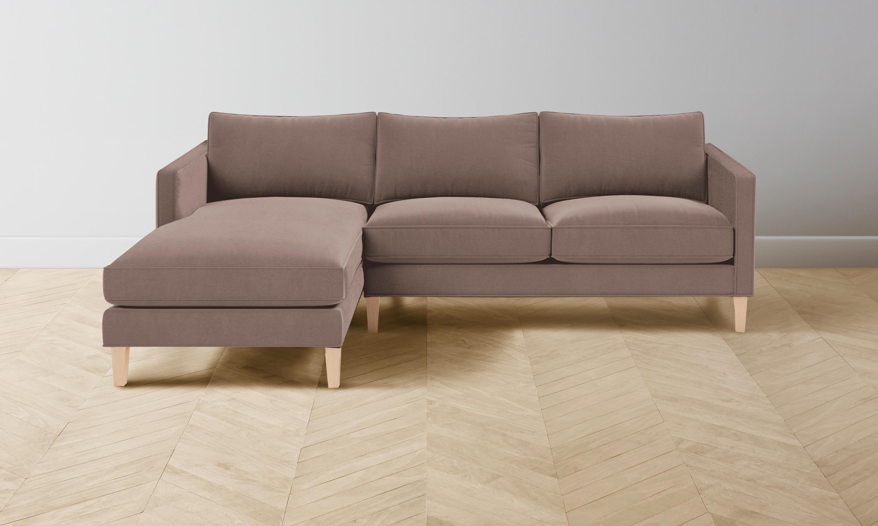 Crosby Sectional Sofa with Mohair Upholstery in Peony Pink - Perfect for Living Room, Lounge, and Cozy Home Decor