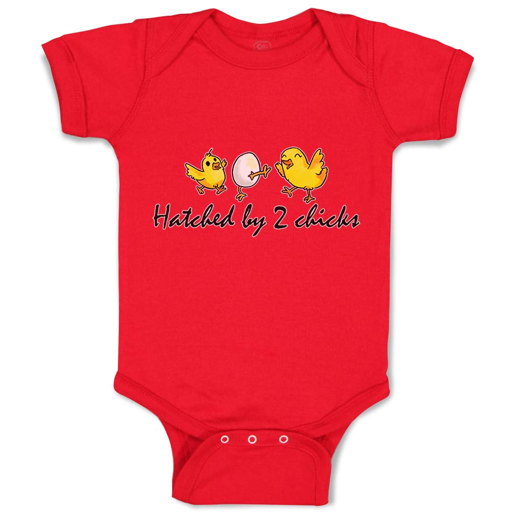 Funny LGBTQ Baby Bodysuit - 2 Chicks Hatched Design - 100% Cotton Red Outfit for 6-Month-Old Boys & Girls | Perfect for Pride Month, Family Photos & Gender-Neutral Baby Fashion