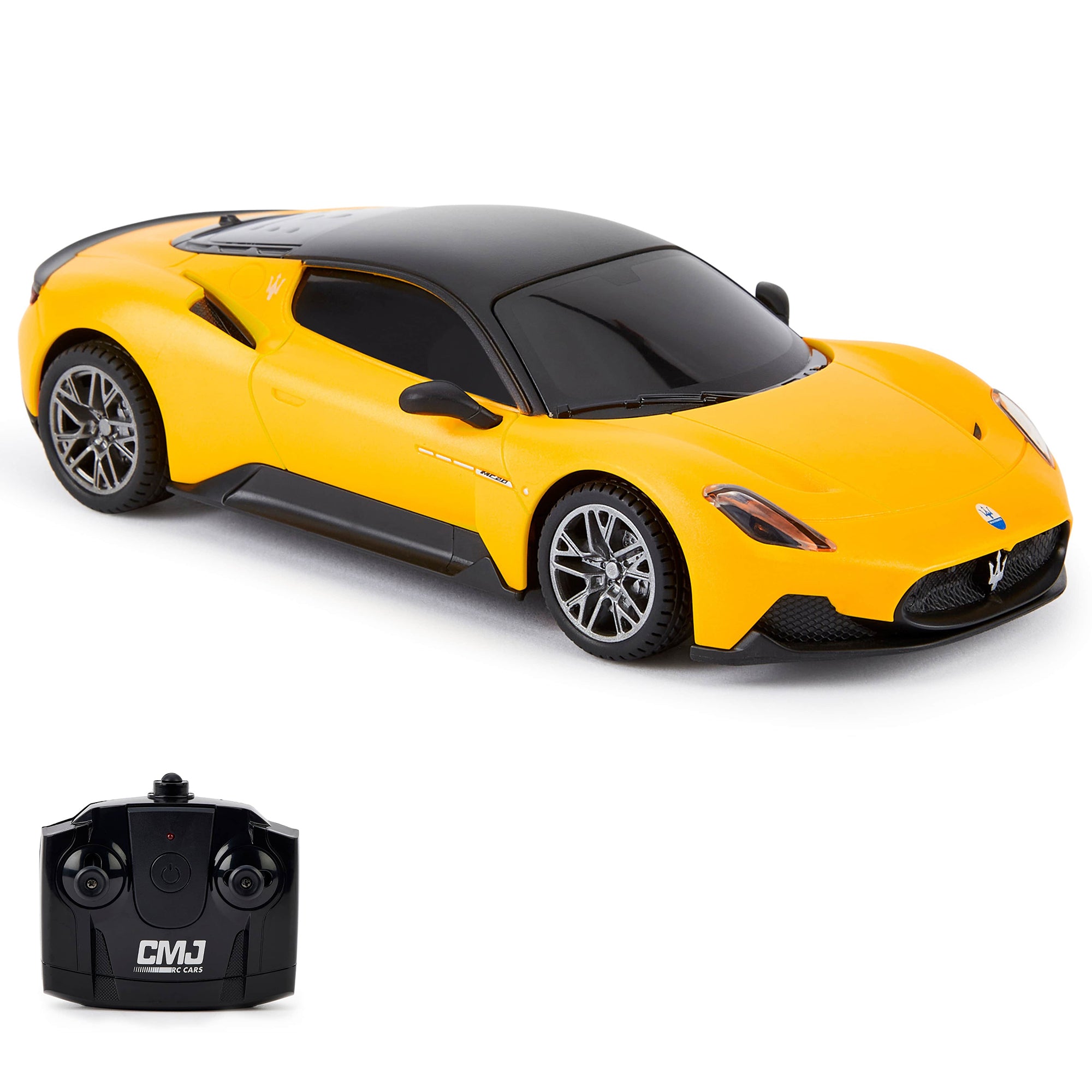 1:24 Scale Maserati MC20 Yellow RC Car with LED Headlights - Remote Control Sports Car for Kids & Adults - Perfect for Indoor Racing, Outdoor Play & Collectors Display