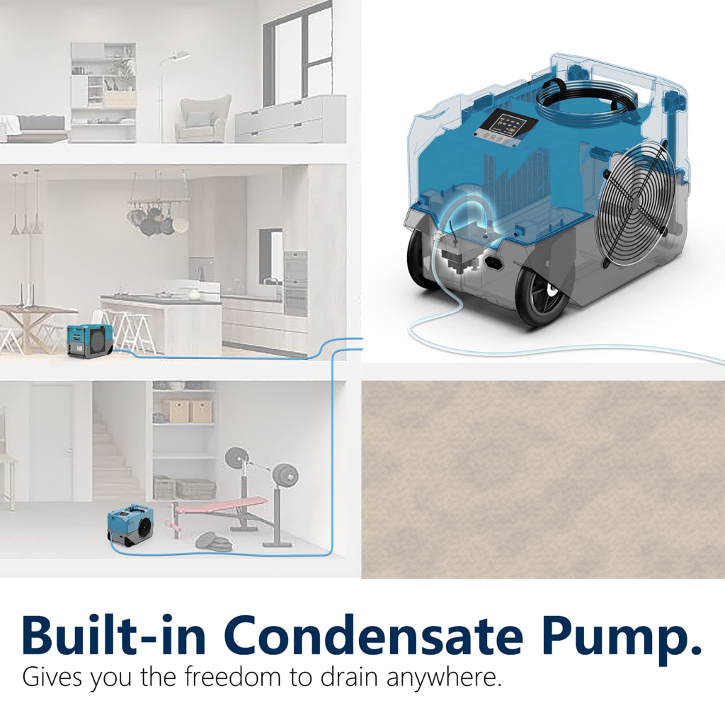 AlorAir LGR 1250 Commercial Dehumidifier - 125 Pints/Day with Built-in Condensate Pump - Heavy Duty Water Damage Restoration & Mold Control - Ideal for Basements, Warehouses, and Flood Cleanup
