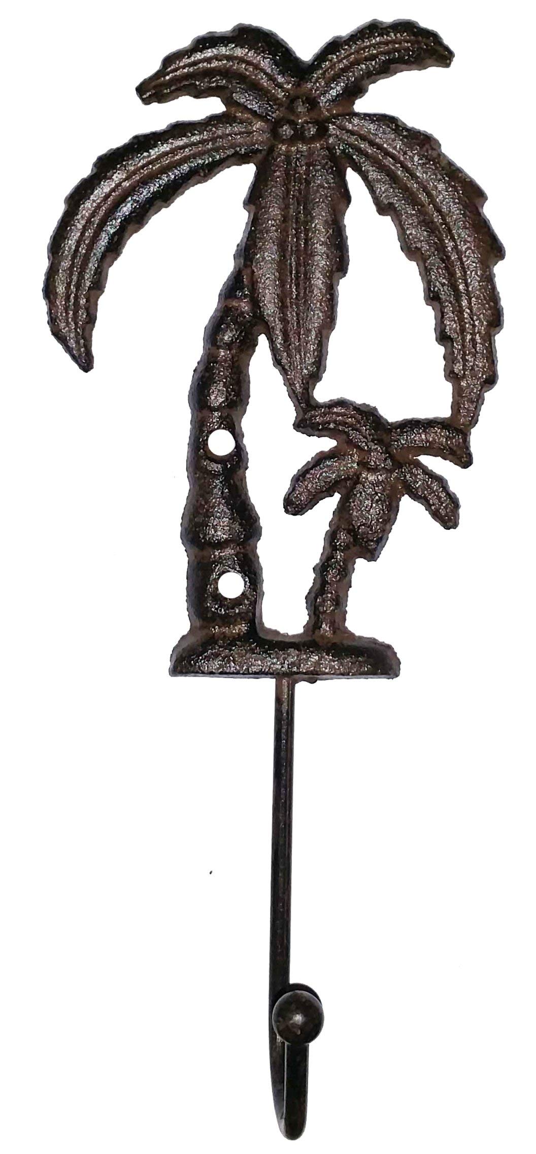 Rustic Cast Iron Palm Tree Wall Hook - Heavy Duty Coat Hanger for Beach House Decor, Bathroom Towel Rack, Porch Organizer - Perfect for Coastal, Tropical & Boho Home Style