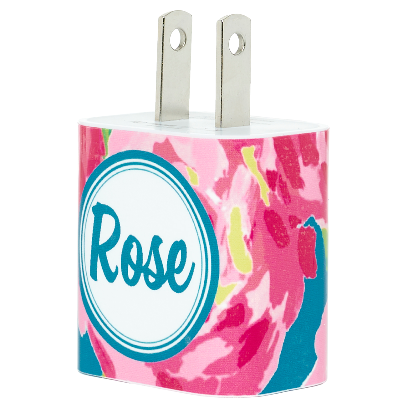 Personalized Monogram Rose Bloom Phone Charger - Fast Wireless Charging Pad for iPhone, Samsung & Qi-Enabled Devices - Perfect for Home, Office & Travel Gifts