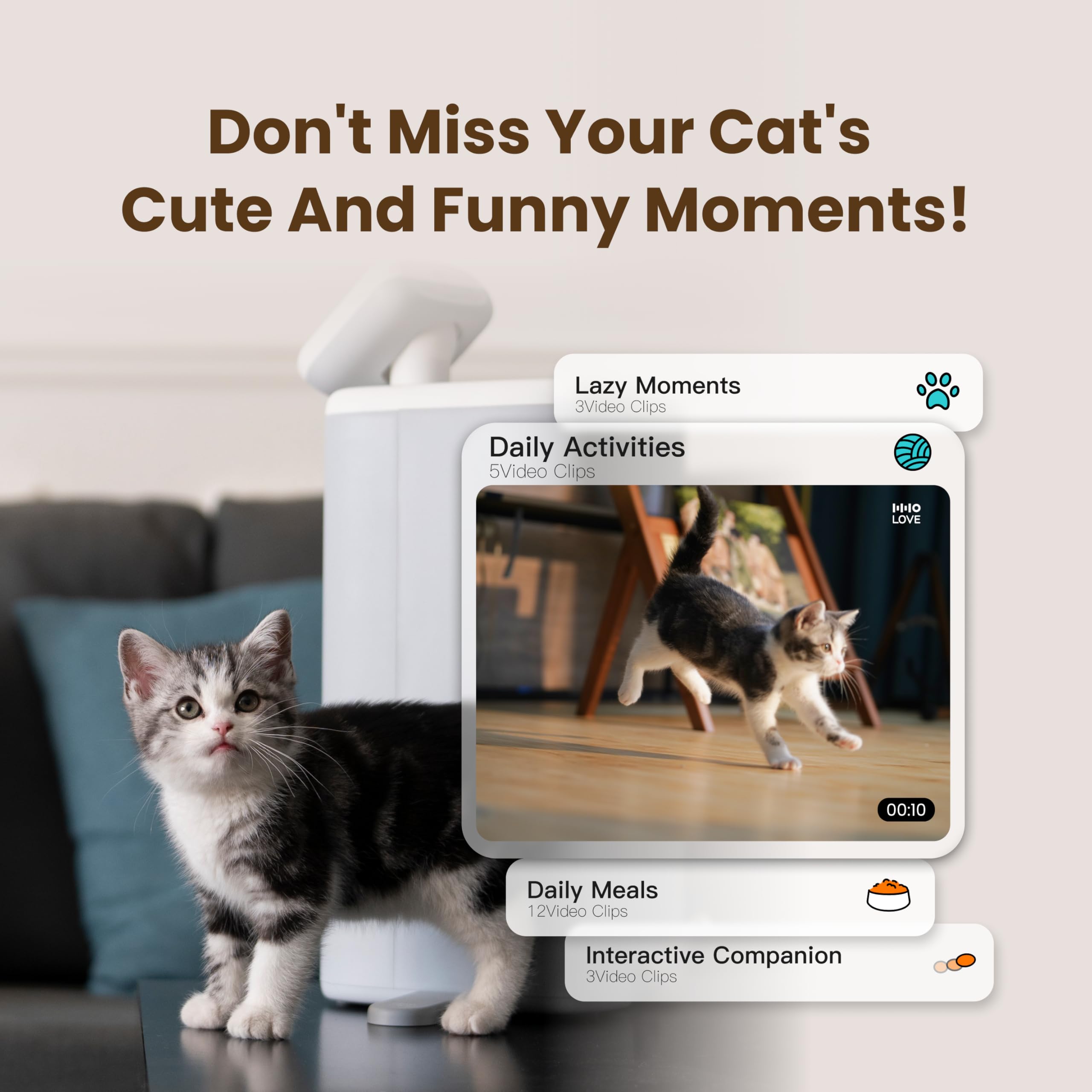 Automatic Cat Feeder with 360° Camera - 2K HD Video, Night Vision & 2-Way Audio | 5G WiFi Smart Pet Food Dispenser with Low Food Sensor | Record & Monitor Your Cat | Perfect for Travel, Work & Multi-Pet Homes