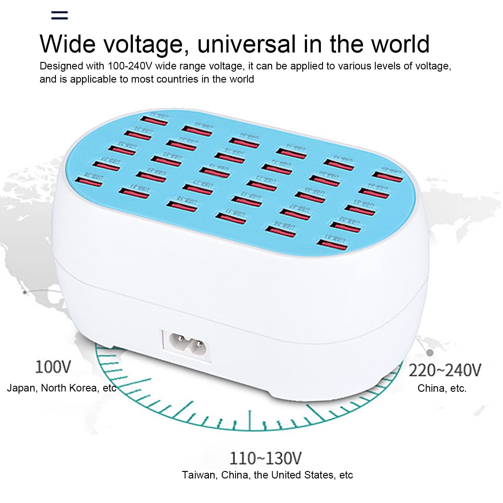 160W 30-Port USB Charging Station with Multiple Protections - Fast Charging USB Hub for Smartphones, Tablets & Devices - Perfect for Office, Home & Travel Use