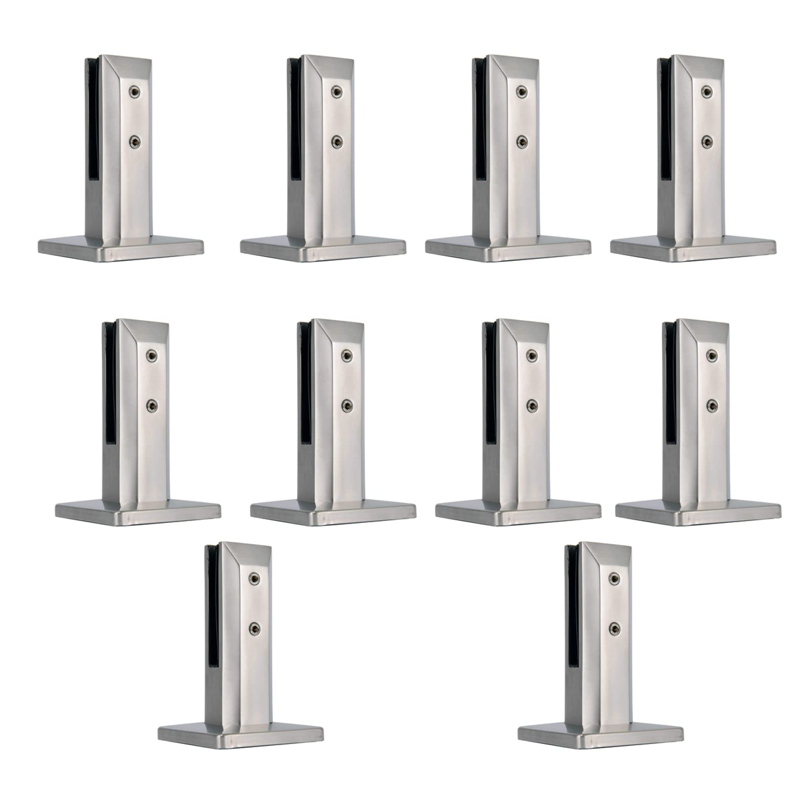 304 Stainless Steel Adjustable Glass Fence Clamps - 10 Pack (200mm) for Tempered & Laminated Glass - Balcony, Garden, Deck Handrail & Pool Fence Installation - Durable Outdoor & Indoor Use