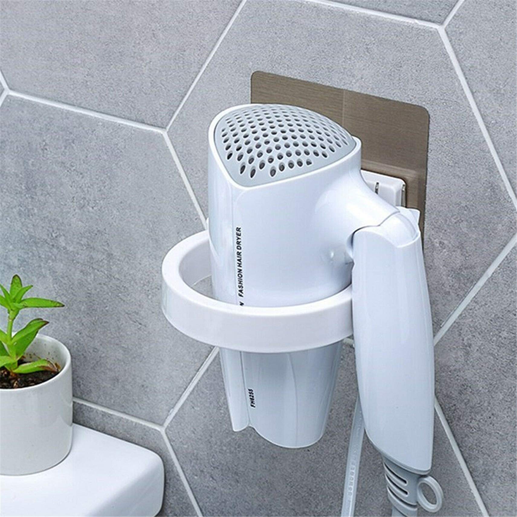 **Extra Large Wall Mount Hair Dryer Holder for Bathroom - White, Organize Hair Care Tools Like Dryers & Brushes - Perfect for Home, Salon & Spa Use**