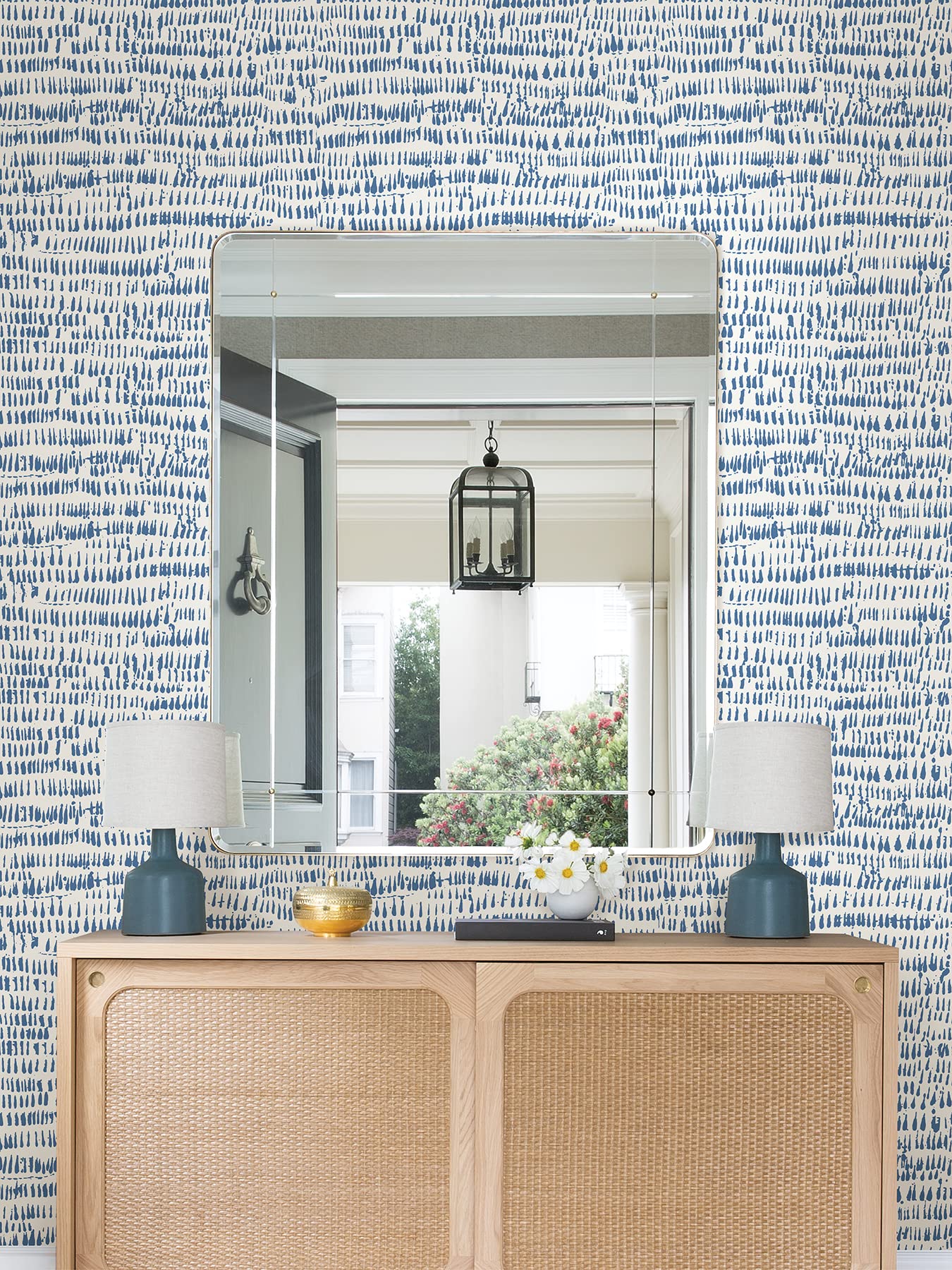 NuWallpaper Blue Kylver Peel & Stick Wallpaper - Self-Adhesive Removable Wallpaper for Bedroom, Living Room, Kitchen - Easy to Install & No Glue Needed - Waterproof & Durable Home Decor
