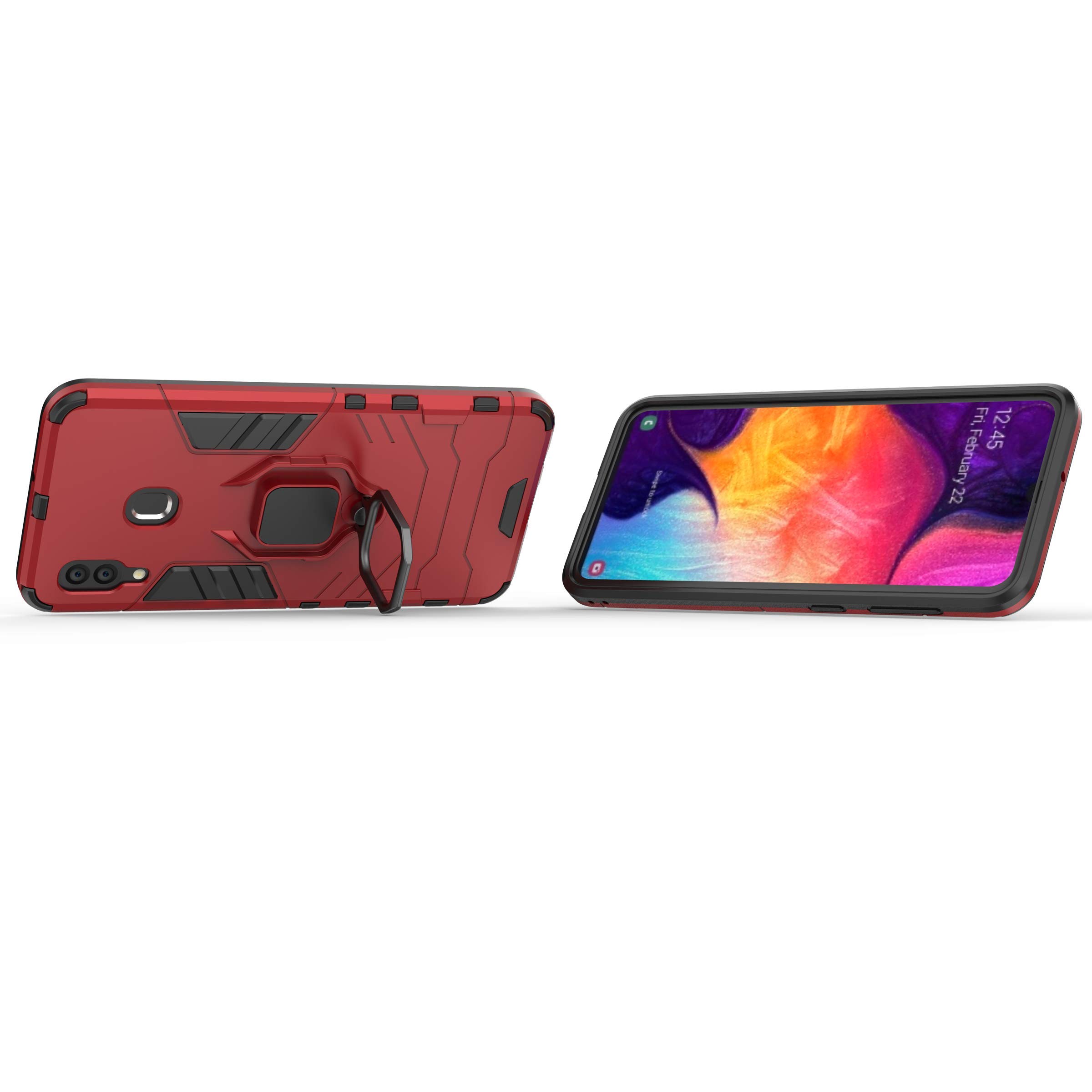 Samsung Galaxy A20s Case (2019 Model SM-A207F/DS, SM-A207M/DS, SM-A2070) - 360° Rotating Ring Holder with Magnetic Car Mount & Kickstand - Red | Perfect for Daily Use, Driving & Hands-Free Viewing