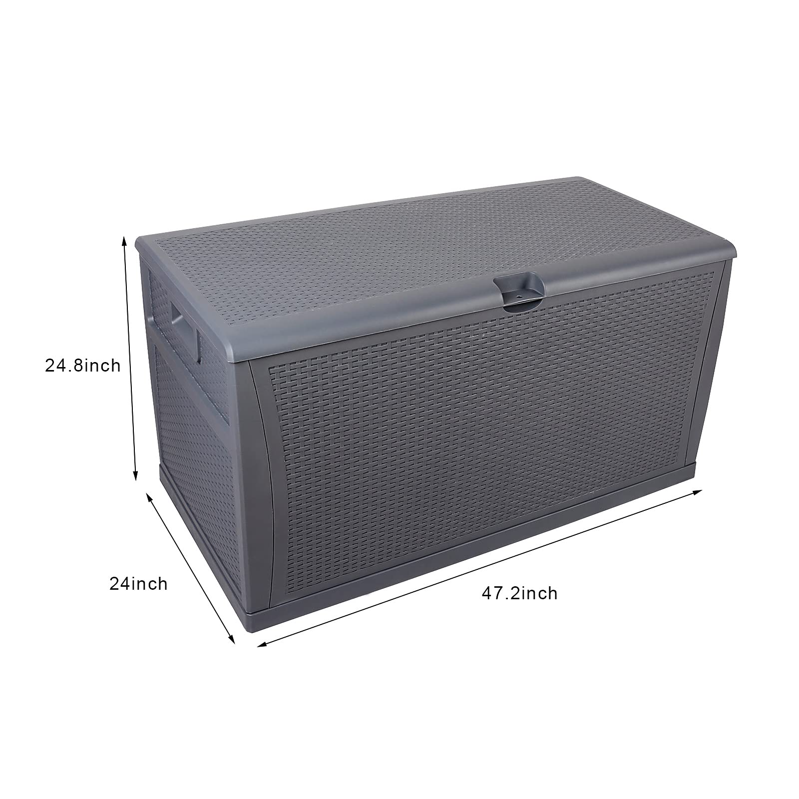 HomVent 120 Gallon Resin Rattan Deck Box - Waterproof Outdoor Storage Container for Patio, Garden Tools, Pool Accessories, Cushions & Pillows - Weatherproof Rattan Style Deck Box (Grey) - Perfect for Backyard, Poolside & Patio Organization
