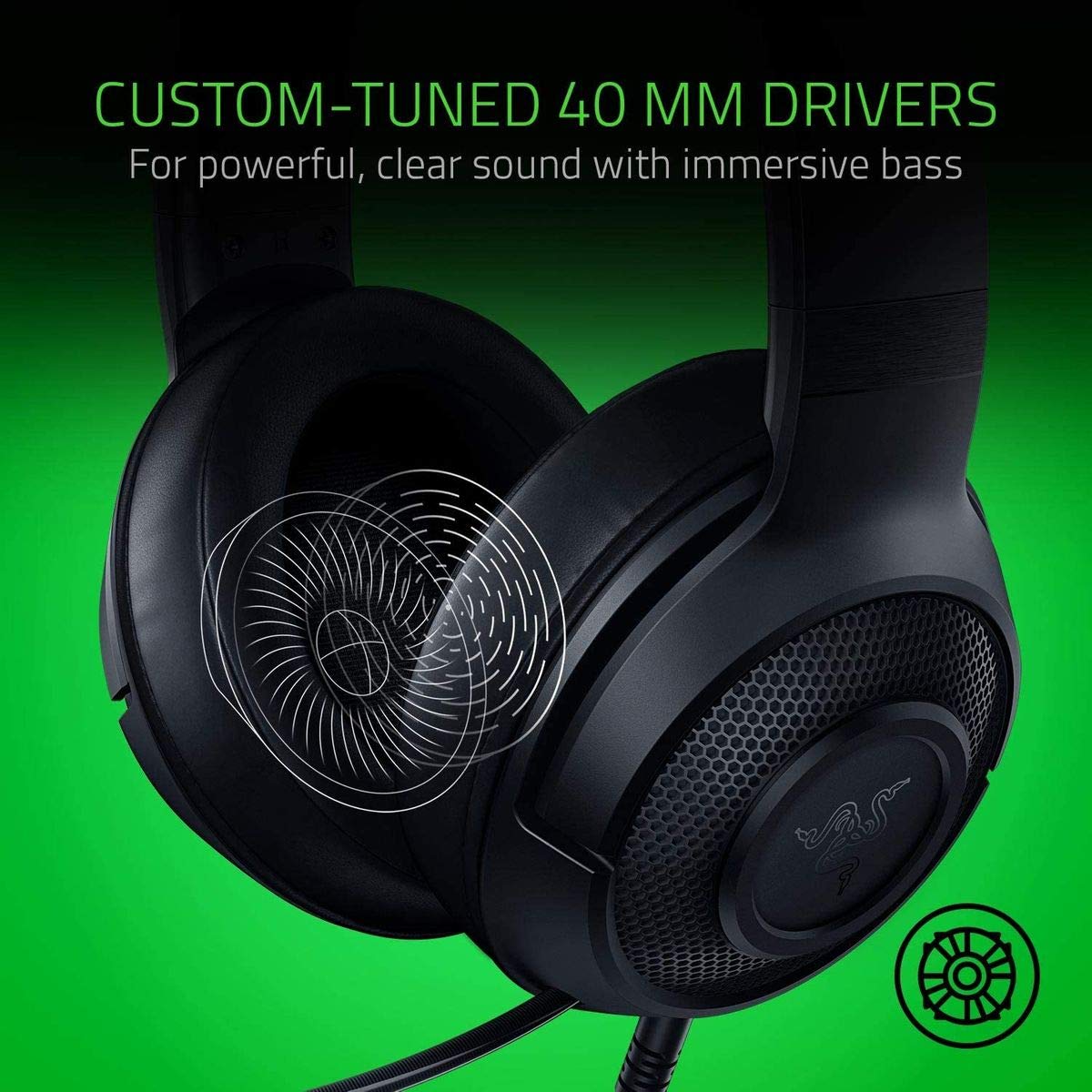 Razer Kraken X Lite Ultralight Gaming Headset with 7.1 Surround Sound - Lightweight Aluminum Frame & Bendable Cardioid Mic - Compatible with PC, PS4, PS5, Nintendo Switch, Xbox One, Xbox Series X/S & Mobile - Black - Perfect for Competitive Gaming, Streaming & Online Chat