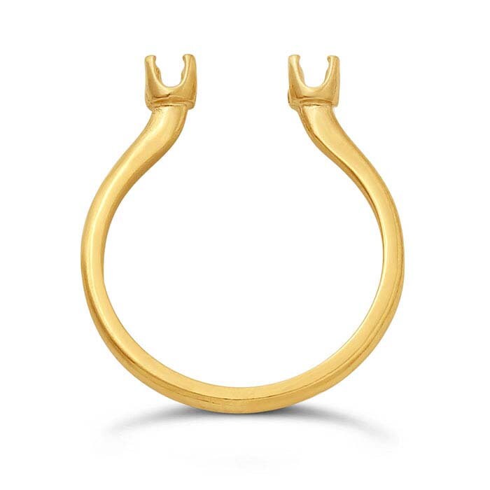 14K Yellow Gold Open Two Stone Ring Mounting - 3mm Round Faceted Prong Setting, Size 7 Blank Ring for Engagement & Wedding Jewelry Making - Perfect for DIY Custom Rings & Bridal Accessories