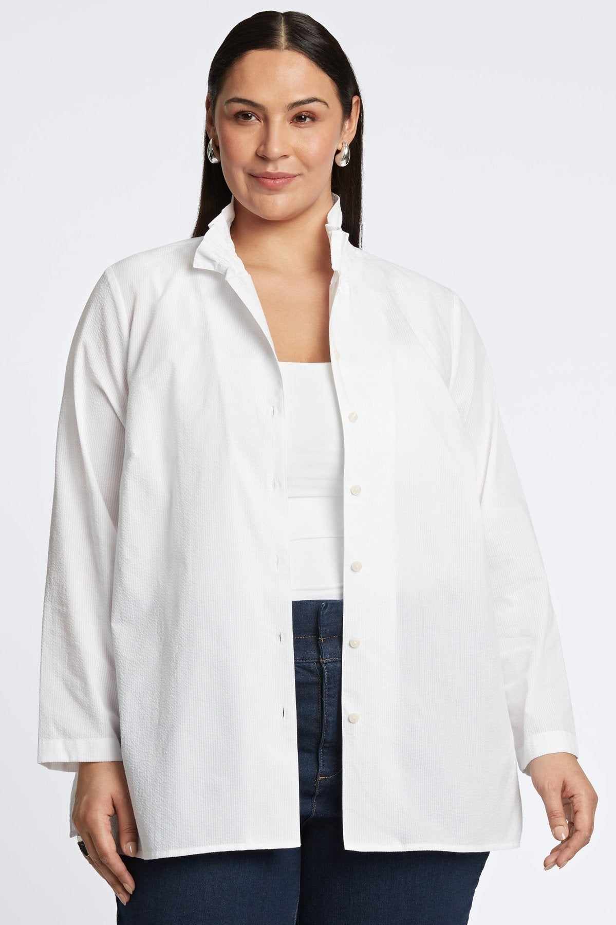 Carolina Plus Seersucker Long Sleeve Shirt Jacket for Men - Lightweight Summer Blazer - Perfect for Beach Weddings, Outdoor Parties & Business Casual Wear