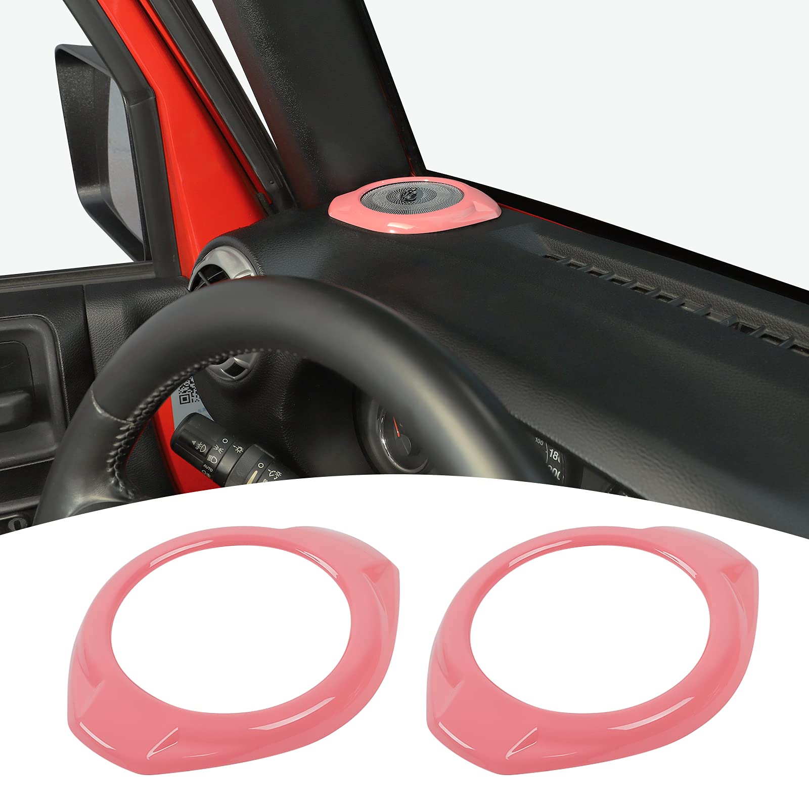 JeCar A-Pillar Speaker Cover Trim for Jeep Wrangler JK & Unlimited 2015-2018 - ABS Plastic Interior Accessories (Pink) - Upgrade Your Ride with Stylish Protection