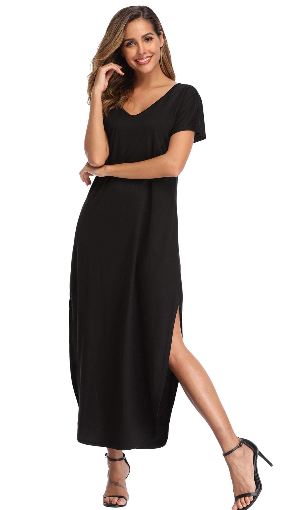 Floral Print Women's Maxi Dress - Long Casual Summer Dress with Pockets for Beach, Party & Vacation | Lightweight Flowy Boho Dress for Outdoor Events, Travel & Date Night