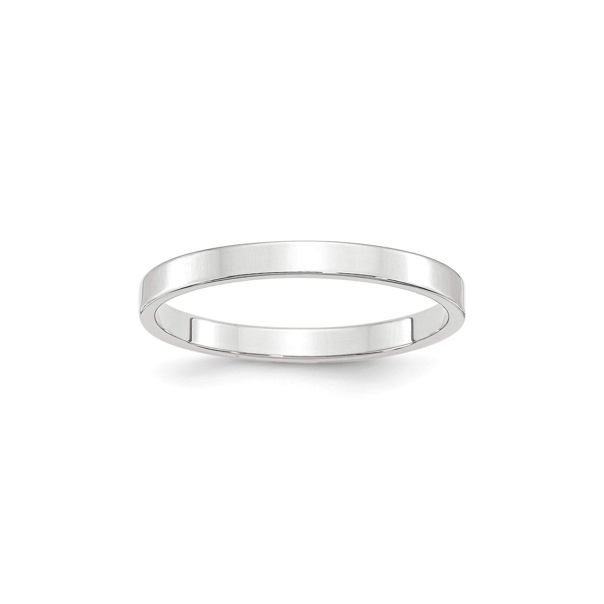 14K White Gold 2.5mm LTW Flat Band Ring - Size 5.5 - Dainty Minimalist Wedding Band for Women - Perfect for Engagement, Anniversary, or Everyday Wear