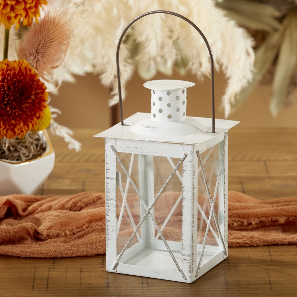 Luminous White Lantern Tea Light Holder - Medium Size Decorative Candle Holder for Wedding, Party, Garden & Home Decor