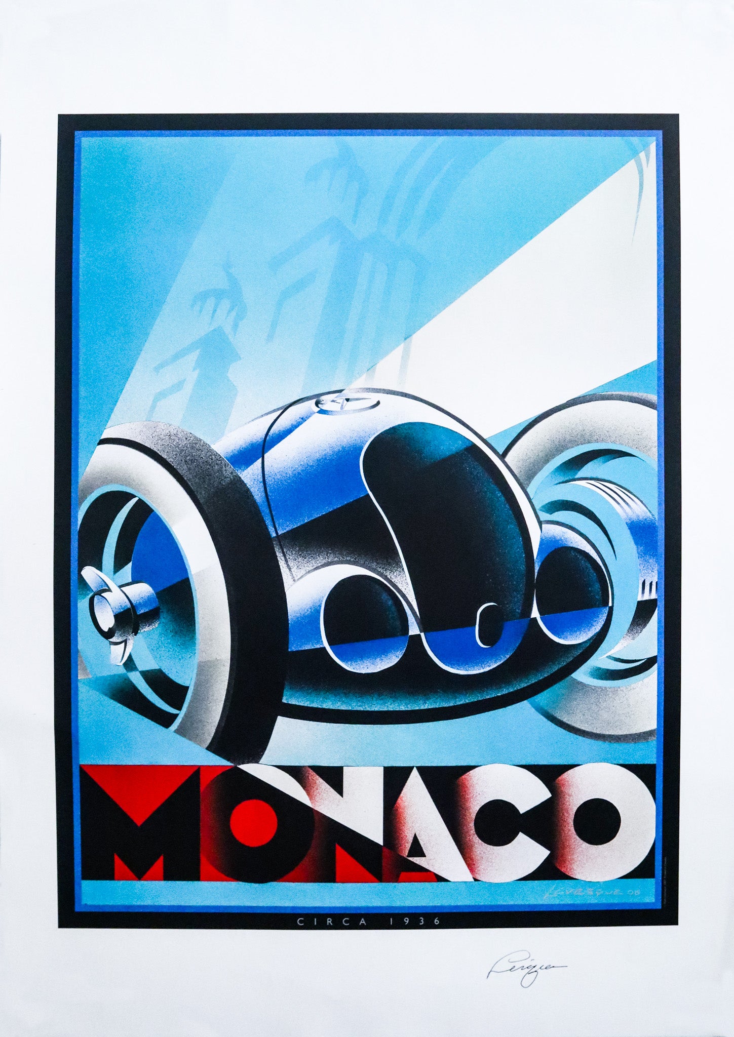 Vintage 1936 Monaco Original Poster by Alain Lévesque - Artist Signed Collectible Art Print for Home Decor & Office Wall Art