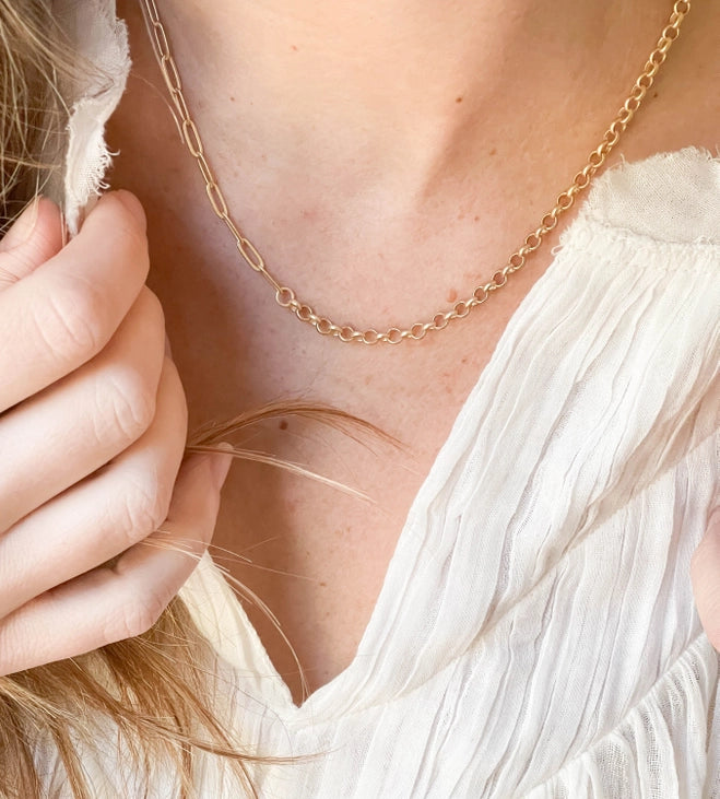Dainty Gold PaperClip & Rolo Necklace Set - Elegant Layered Chain Jewelry for Women | Perfect for Everyday Wear, Date Nights & Gifts