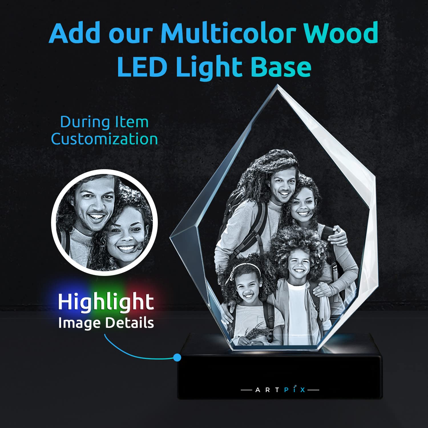 Personalized 3D Crystal Photo Gift - Custom Engraved Picture Keepsake for Her, Him, Wife, Husband, Couples | Anniversary, Wedding, Birthday Present | Perfect for Home Decor, Office Display & Romantic Surprises