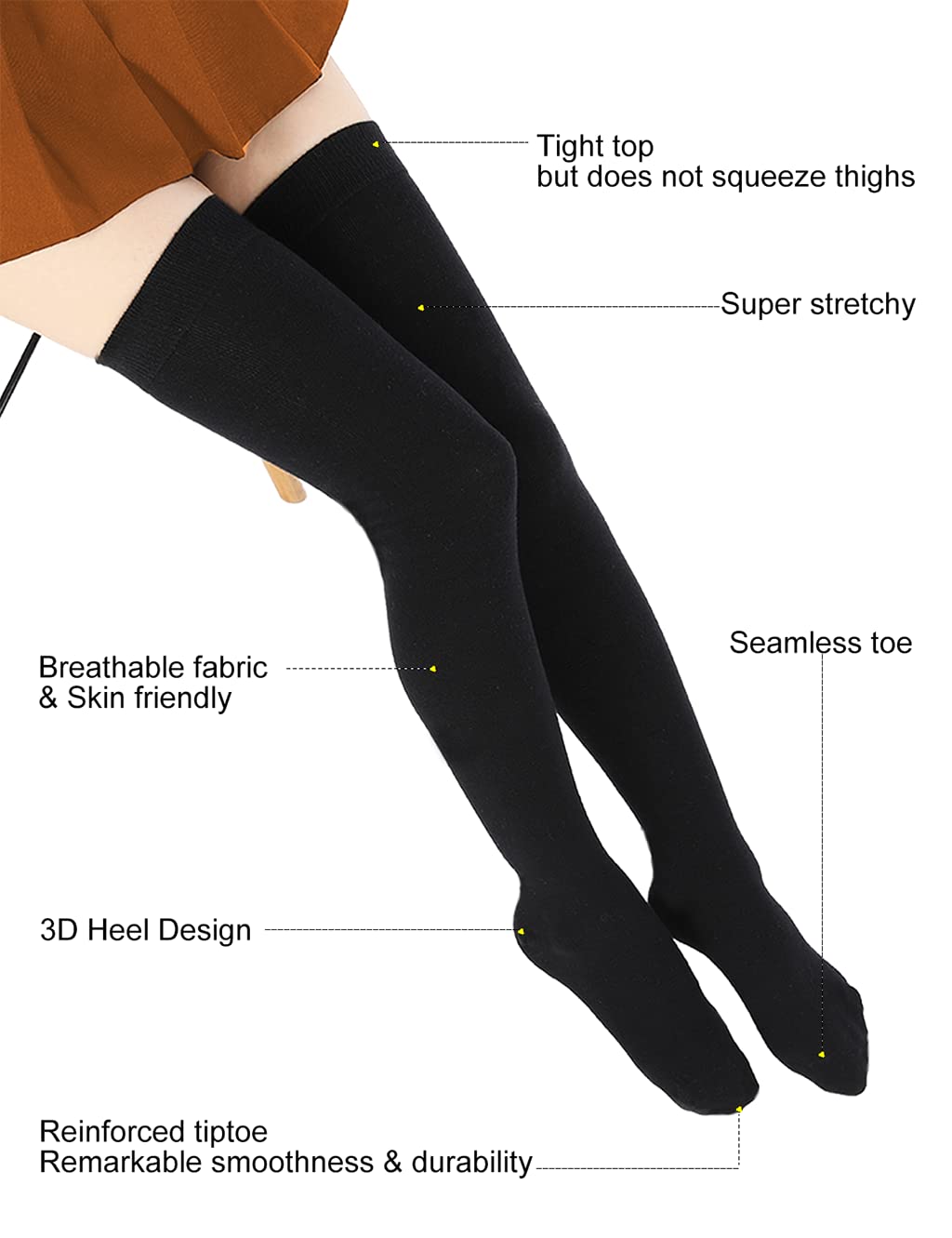 EZFS PLUS Women's Thigh High Socks - Extra Long Over The Knee Cotton Stockings, Thick & Warm Boot Socks for Girls - Perfect for Winter, Cosplay, and Fashion Outfits