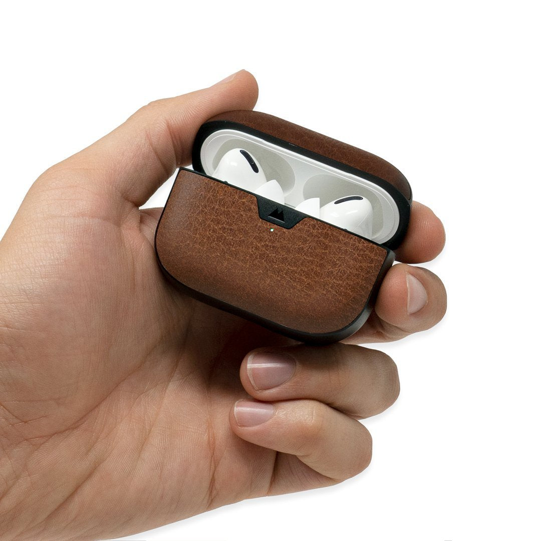 Premium Brown Leather AirPods Pro Case - Protective Cover with Secure Fit - Perfect for Travel, Work & Everyday Use