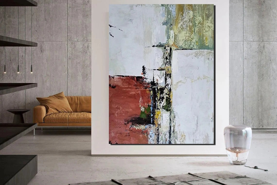 Modern Abstract Acrylic Painting on Canvas - Large Red Contemporary Art for Living Room & Bedroom Wall Decor - Perfect for Home Office and Apartment Interior Design