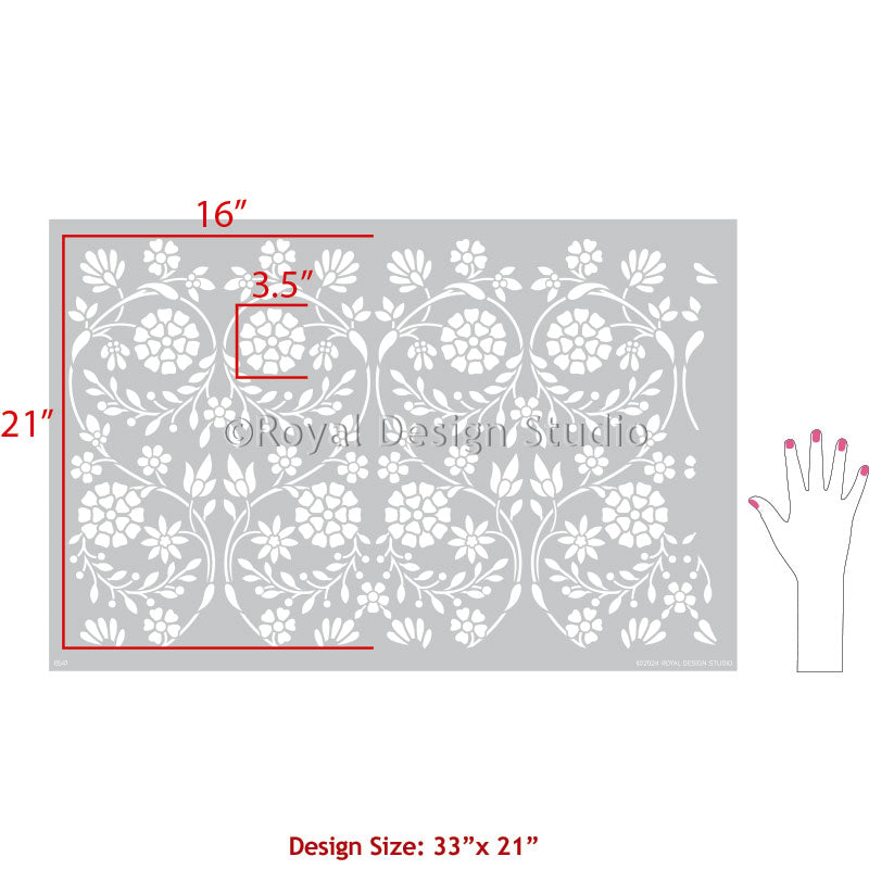 Floral Wall Stencil for Garden Trellis - DIY Home Decor, Wall Art Painting Template - Perfect for Bedroom, Living Room, and Outdoor Garden Projects