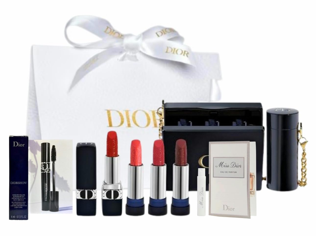 Dior Minaudiere Rouge Lipstick & Mini Cell Energy Skincare Holiday Gift Set - Limited Edition Luxury Makeup & Skincare Combo | Perfect for Christmas Gifts, Birthday Presents & Special Occasions