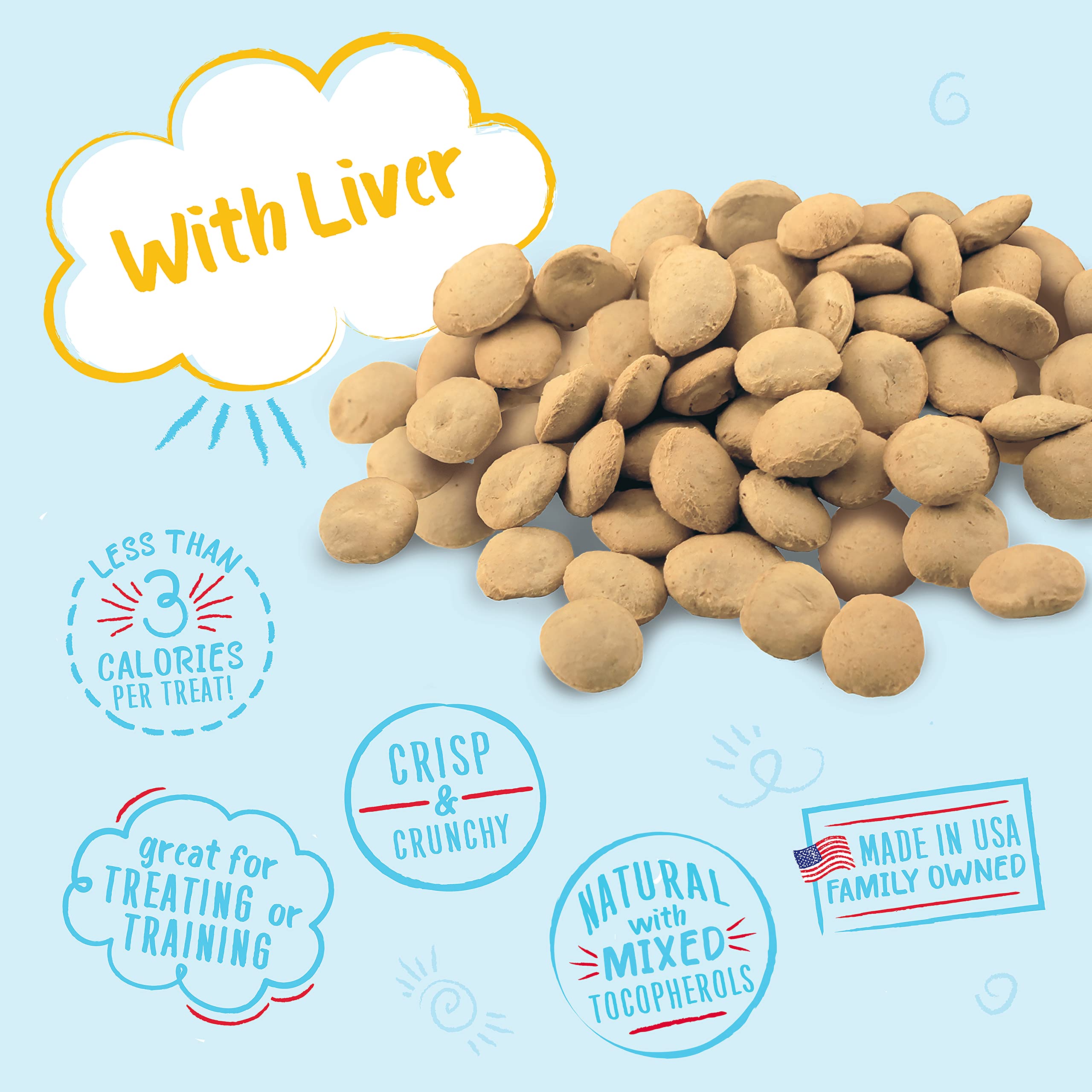 Charlee Bear Original Crunch with Liver Dog Treats 16oz (4-Pack) - All Natural Made in USA Grain Free Training Snacks for Small Medium Large Dogs - Perfect for Obedience Training & Reward Treats