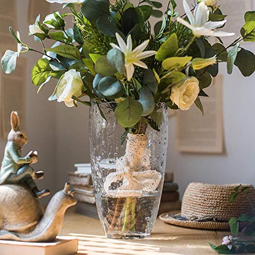 RusticReach Clear Art Glass Vase - Handcrafted Modern Home Decor for Flowers, Centerpieces & Wedding Decorations - Perfect for Living Room, Dining Table & Event Styling