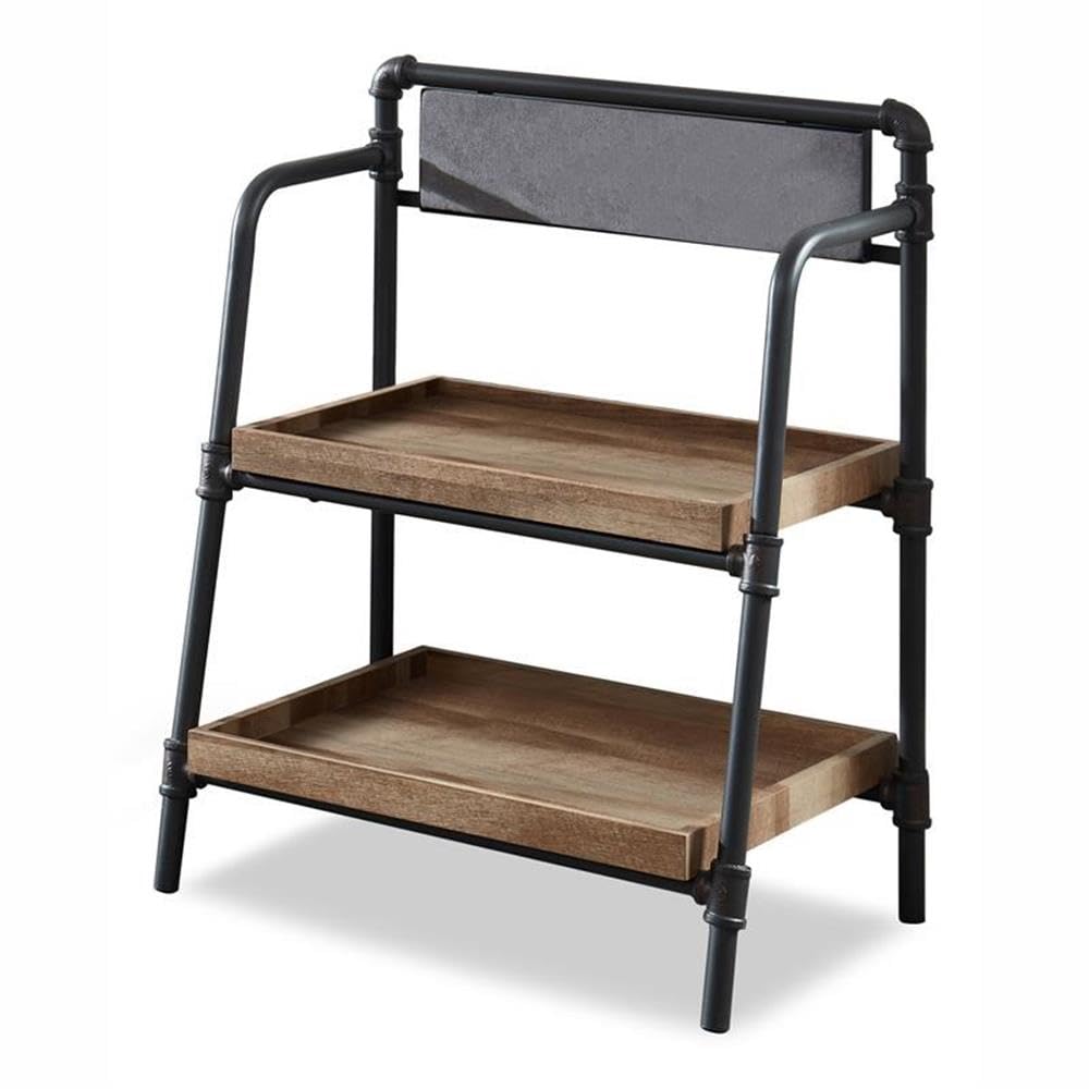 Furniture of America Kernel Industrial Metal 2-Shelf Bookcase in Sand Black - Sturdy Storage for Books, Decor & Office Supplies | Perfect for Living Room, Bedroom or Home Office Organization