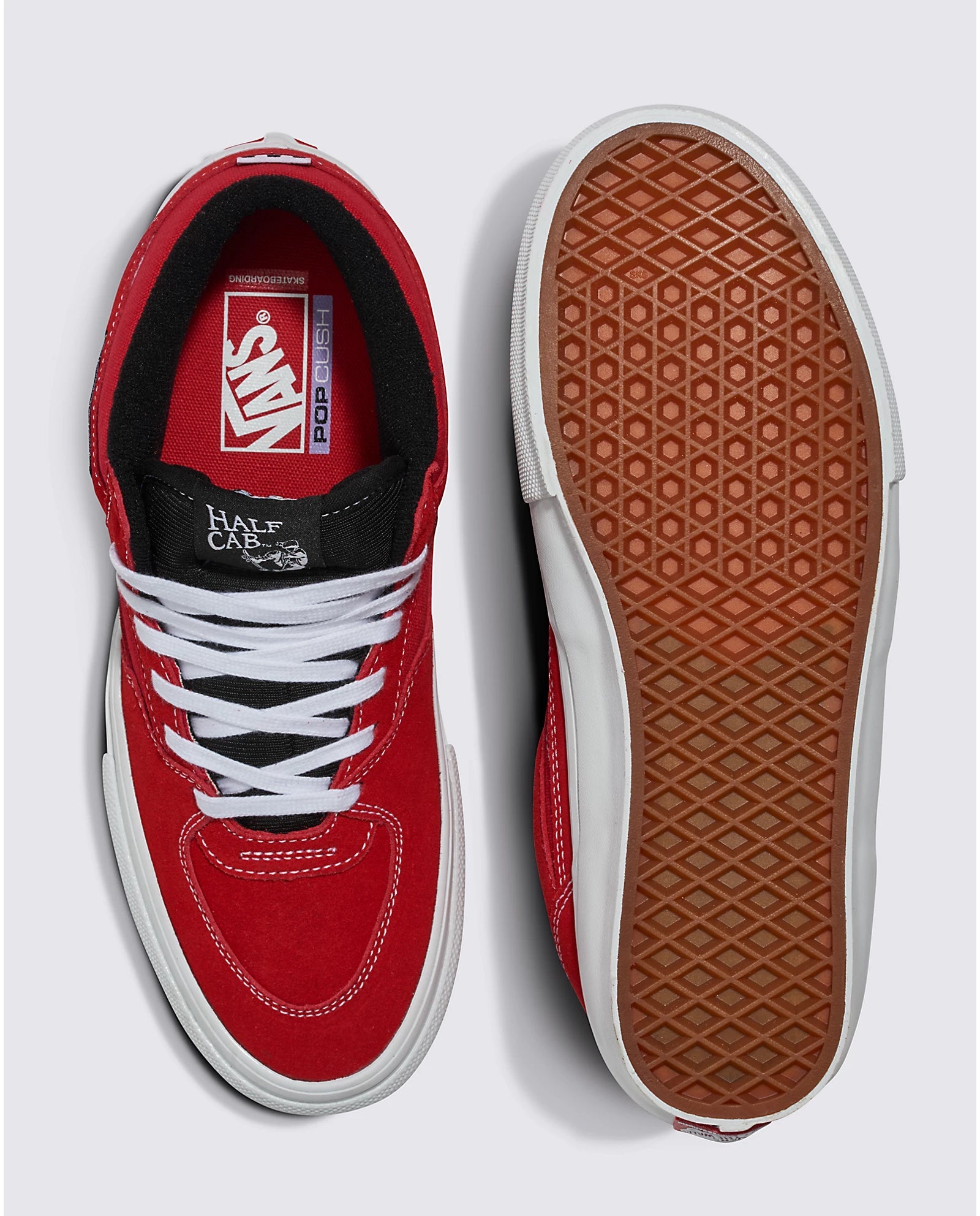 VANS Skate Half Cab Shoes for Men & Women - Red/White Skateboarding Sneakers - Comfortable & Durable for Streetwear & Casual Wear