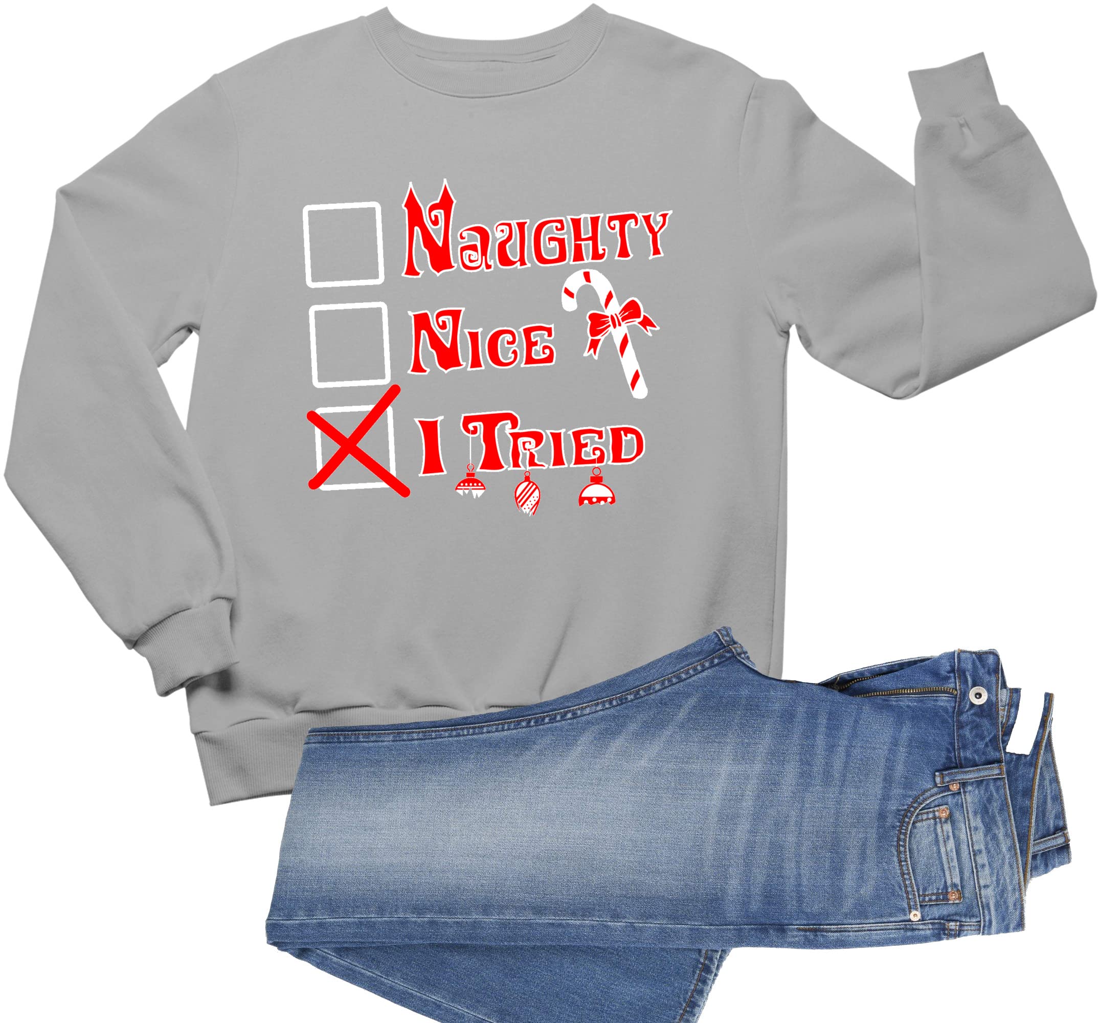 Funny Christmas Sweatshirt for Adults - Naughty Nice Holiday Crewneck Sweater | Perfect for Ugly Christmas Parties & Festive Family Gatherings