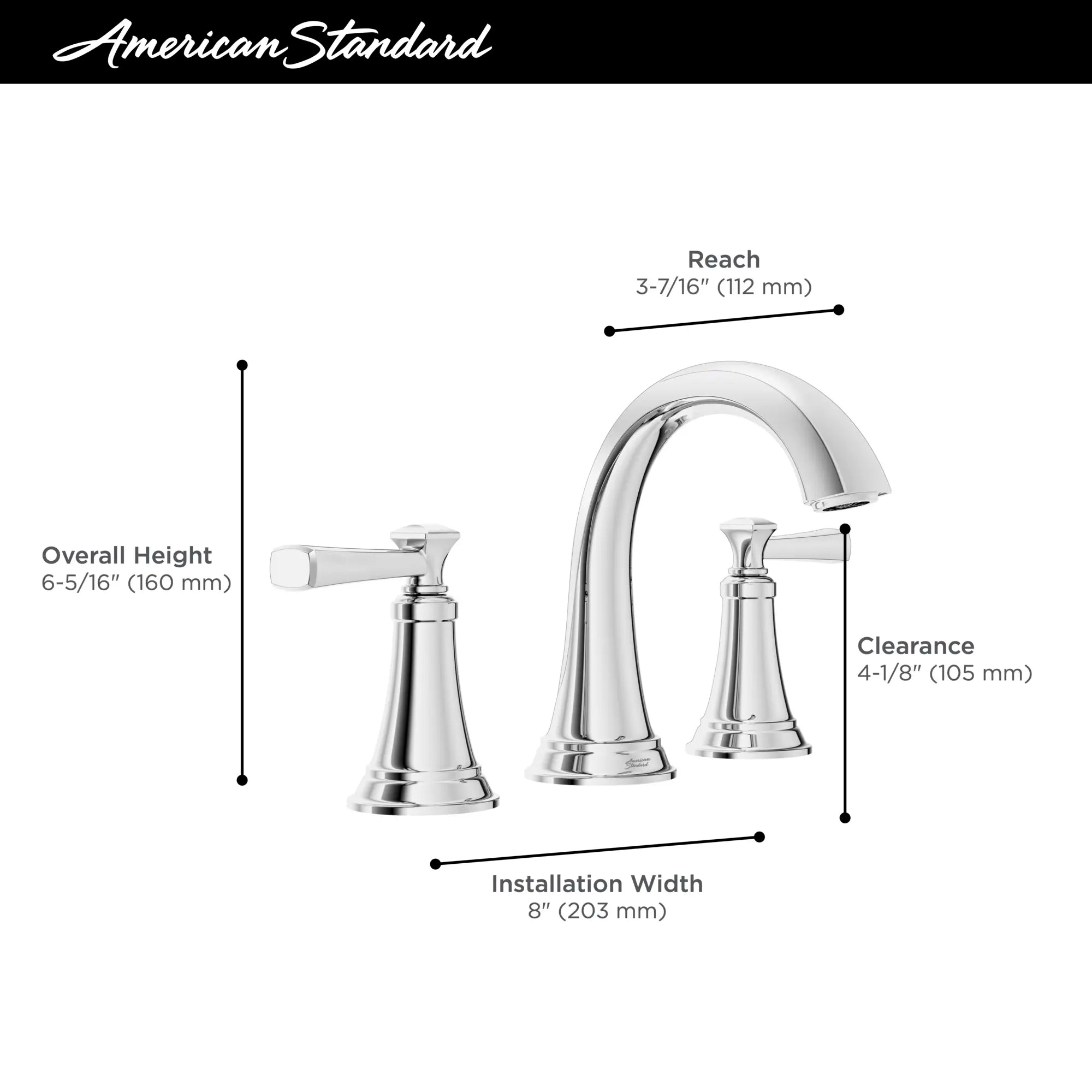 Glenmere 8 Inch Widespread 2 Handle Bathroom Faucet - 1.2 GPM/4.5 LPM Water-Saving Design with Lever Handles - Perfect for Modern Bathroom Vanities and Powder Rooms