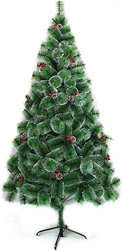 Premium 7ft Artificial Christmas Tree with Snow Effect, Pine Cones & Red Berries - PVC Pine Xmas Tree for Indoor Home, Hotel, Bar Decor (210cm) | Holiday & Winter Festival Decoration