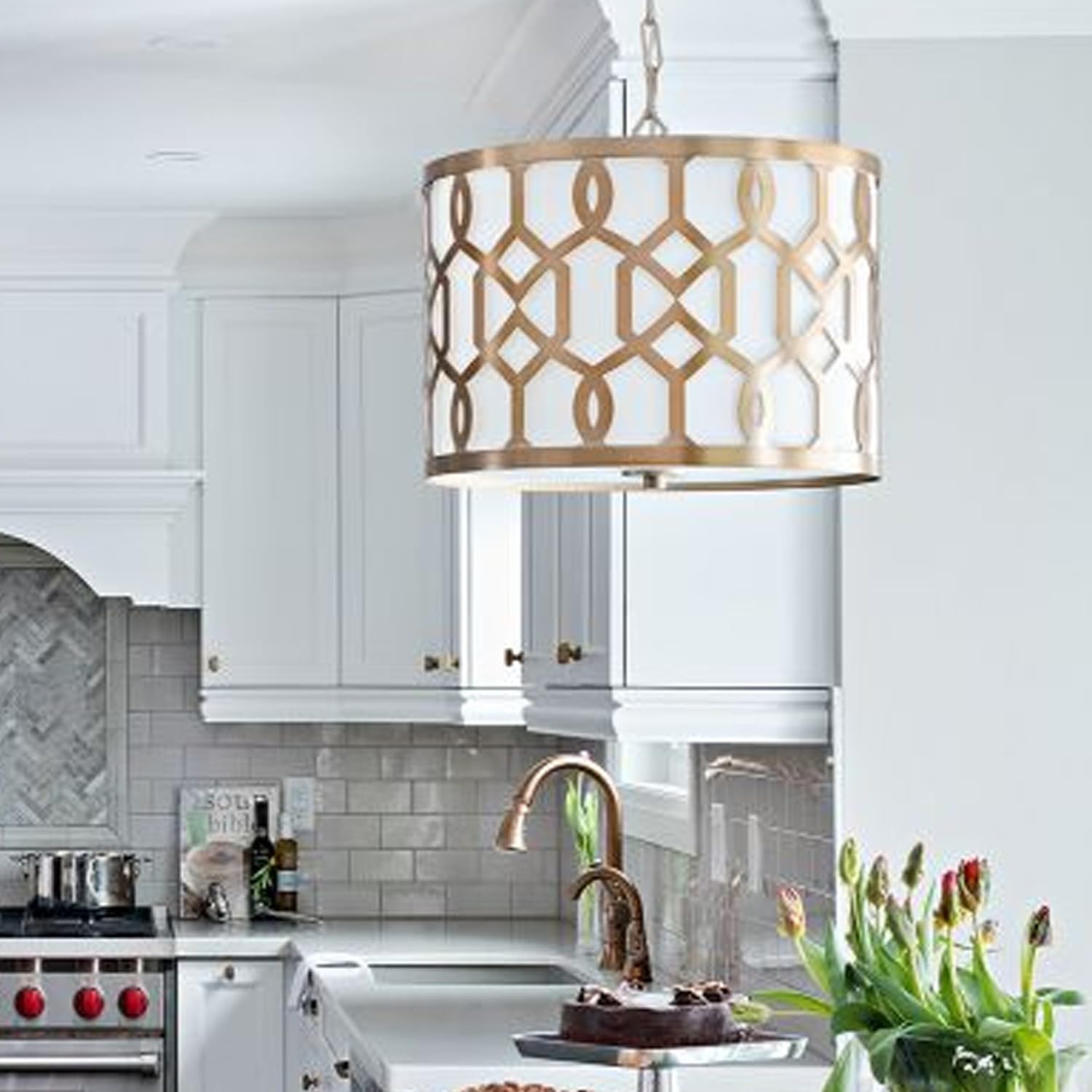 Crystorama Libby Langdon Jennings 3-Light Aged Brass Chandelier - Elegant Dining Room Lighting Fixture for Modern Farmhouse & Traditional Home Decor