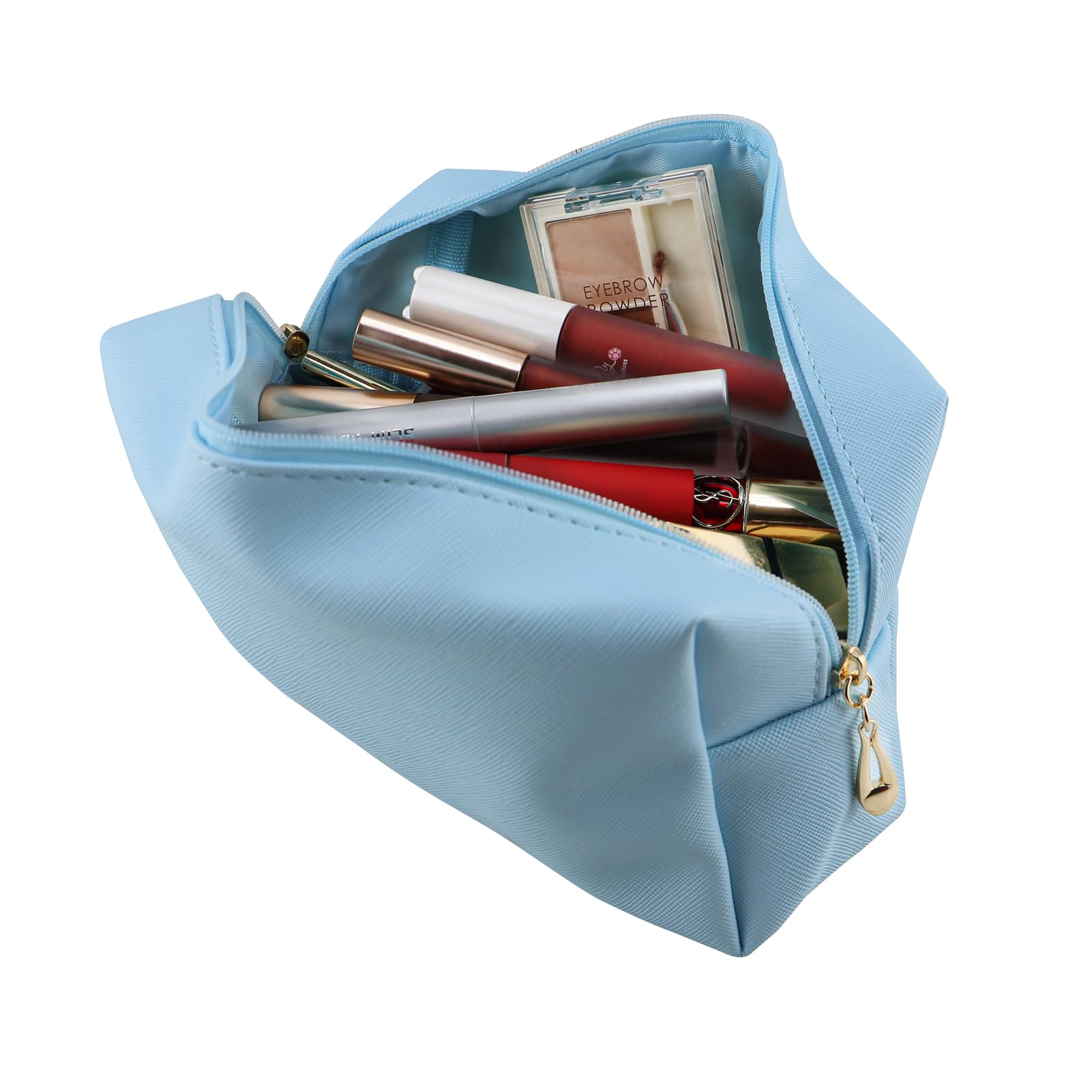 Waterproof Small Makeup Bag for Women - Portable Travel Cosmetic Pouch & Toiletry Organizer (Bright Blue) - Perfect for Daily Use, Gym, Vacation & On-the-Go Essentials