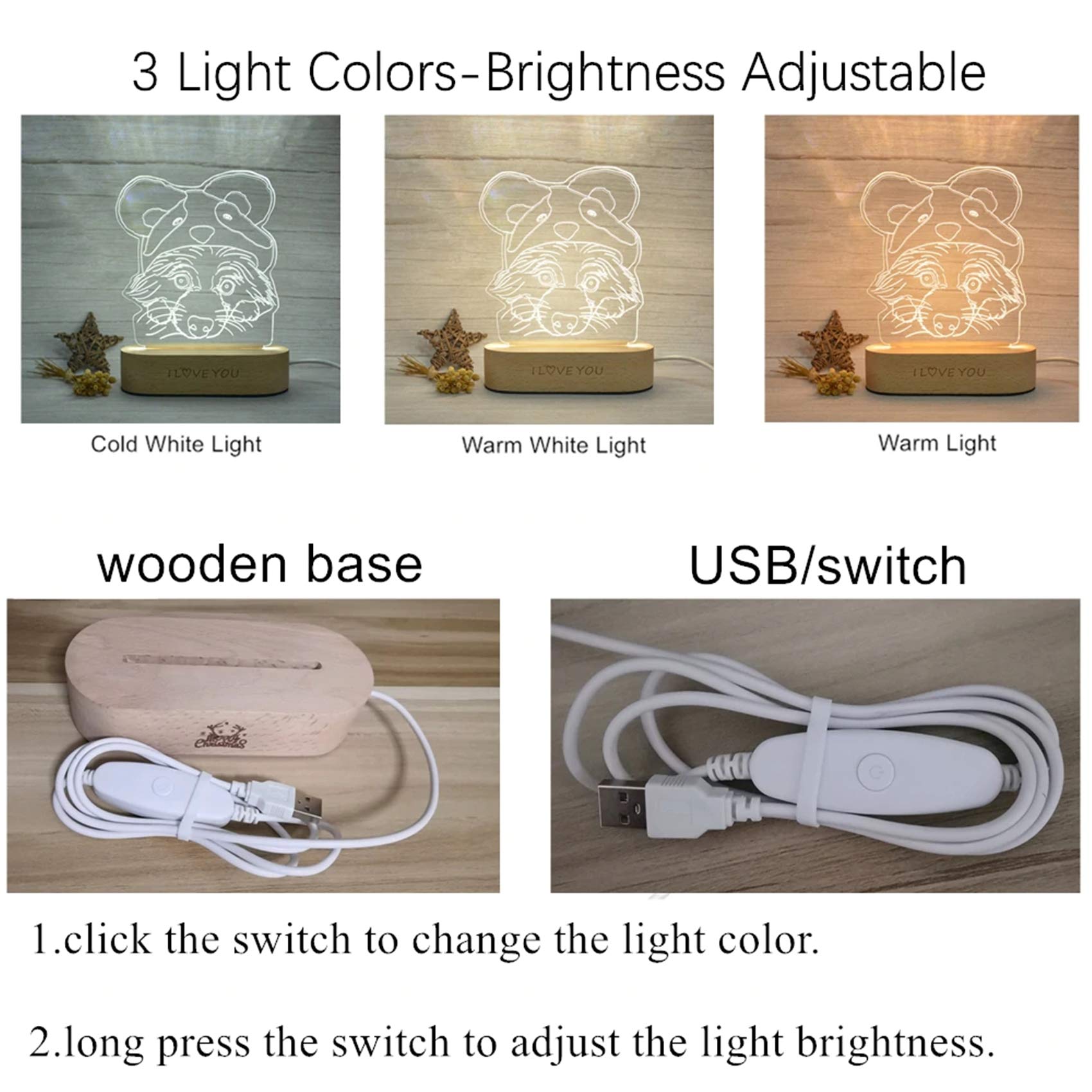 Personalized Custom Photo 3D Lamp with Engraved Text - Unique Anniversary, Wedding & Birthday Gift for Her/Him (2 Colors) | Perfect for Bedroom Decor, Romantic Surprise & Special Occasions