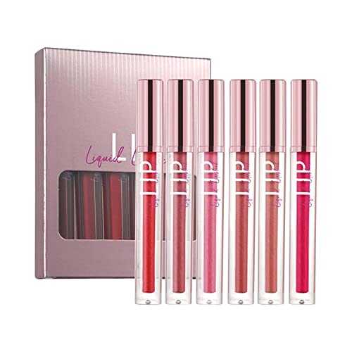 KAIHSD Flower Matte Lip Gloss Set - 6 Non-Stick, Long-Lasting Lip Glaze with Fine Glitter, Lip Color Enhancer & Creamy Mist (Shade B, One Size) | Perfect for Parties, Date Nights & Everyday Glam