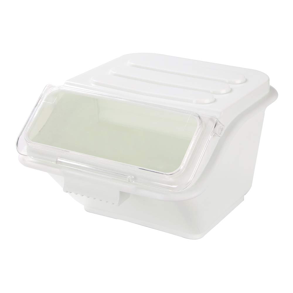 Restaurantware Met Lux 2.6 Gallon Food Storage Container with Lid & Measuring Scoop - Stackable White Plastic Ingredient Bin for Flour, Sugar & Bulk Foods | Perfect for Commercial Kitchens, Bakeries & Pantry Organization